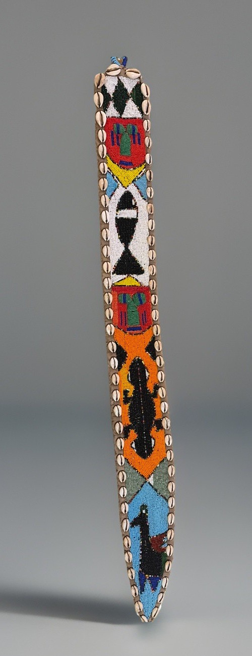 Traditional Nigerian Yoruba Hand Beaded sash Art Piece. 37”L X 4”