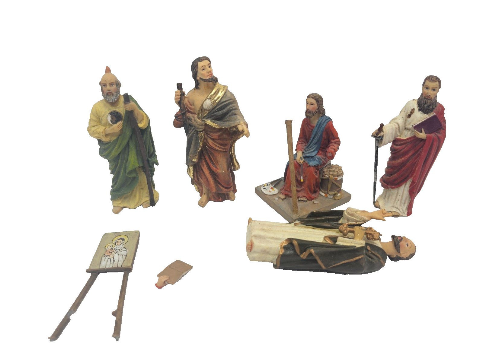 Vintage Religious Apostle Saints Resin Figurine Lot As Is Broken Parts Repair Vintage Religious Apostle Saints Resin Figurine Lot As Is Broken Parts Repair