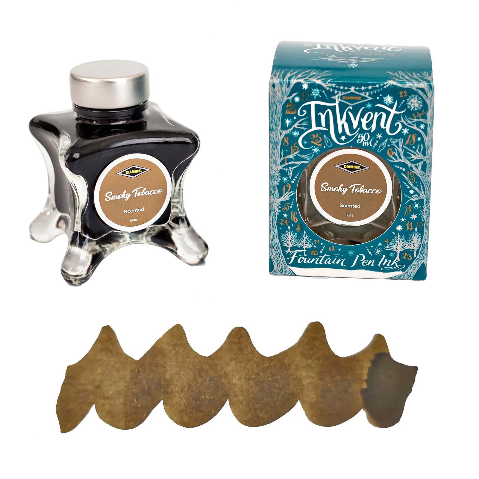 Diamine Inkvent Teal Edition Scented Bottled Ink in Smoky Tobacco - 50 ml NEW