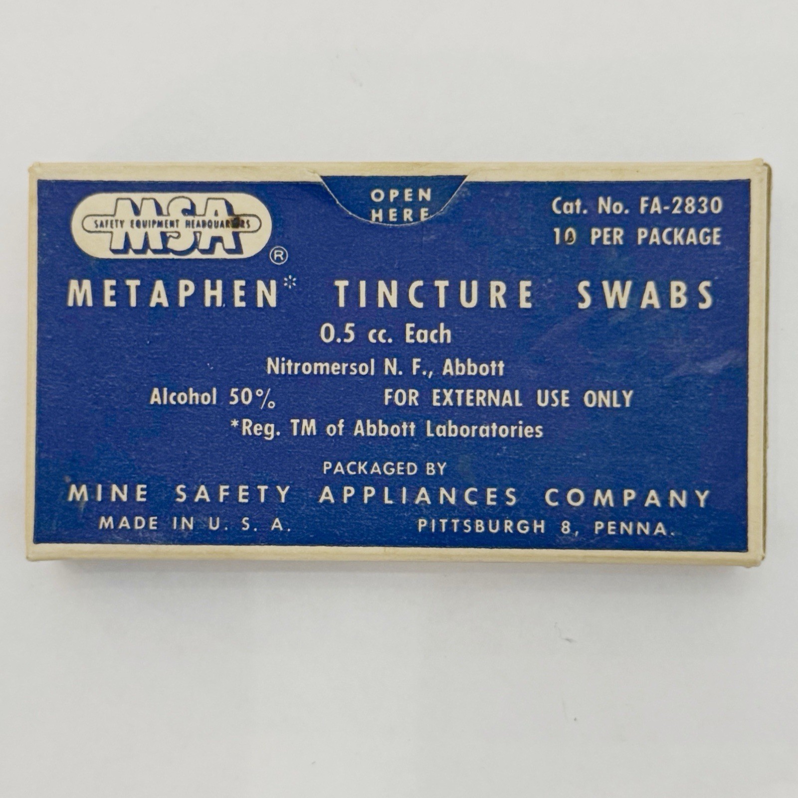 VTG Metaphen Tincture Swabs Box 1 Swab Mercury Medical Prop VTG Metaphen Tincture Swabs Box 1 Swab Mercury Medical Prop