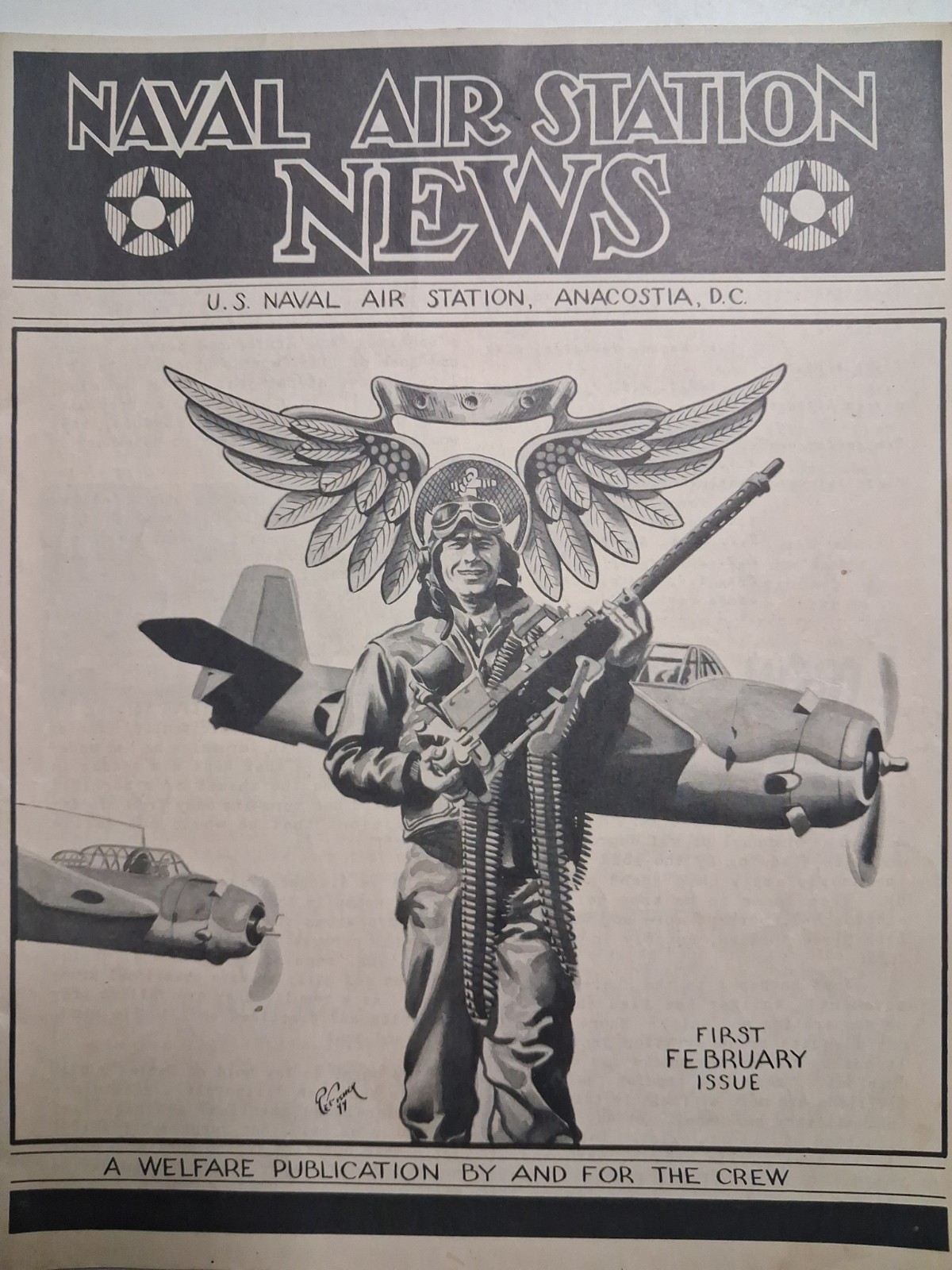 WWII 1944 US NAVAL AIR STATION ANACOSTIA D.C. News FIGHTER PILOTS Aviation