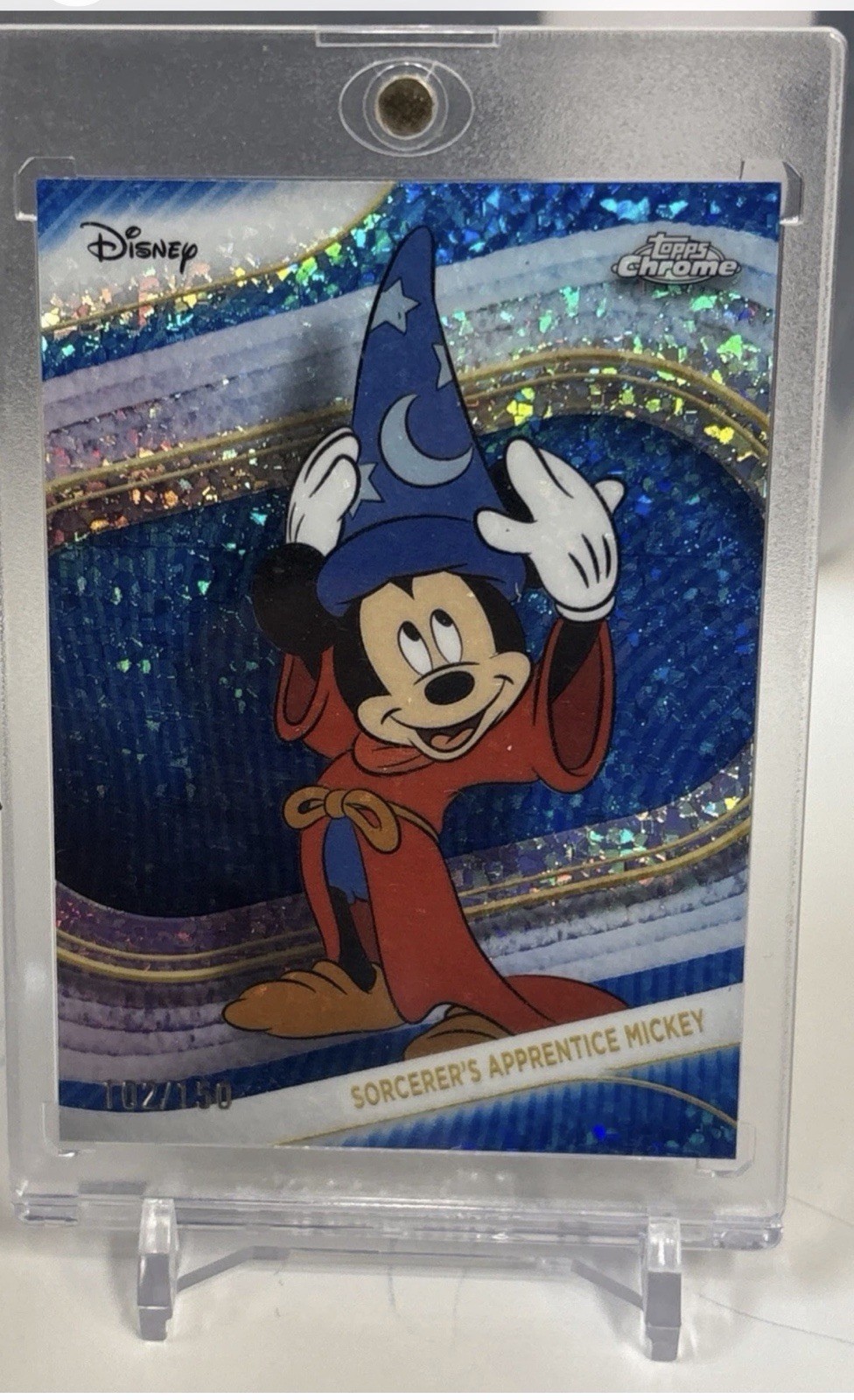 2025 Topps Chrome Disney Sorcerer\'s Apprentice Mickey Blue Mini Diamond /150