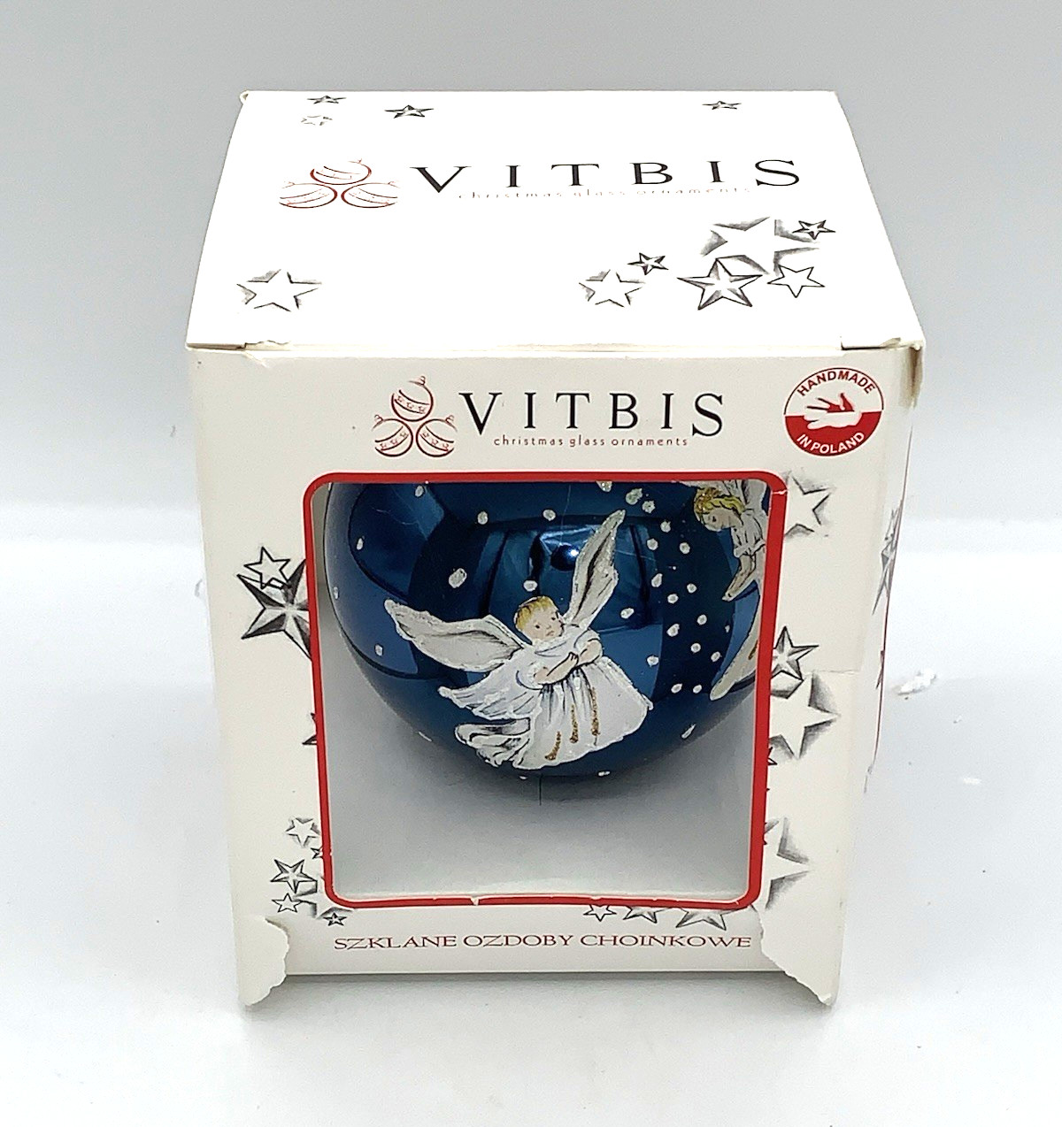 Vitbis Poland Hand Painted ANGEL Ball Glass Ornament Vitbis Poland Hand Painted ANGEL Ball Glass Ornament