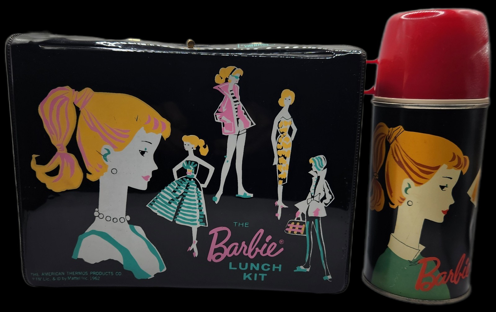 1962 BARBIE VINYL LUNCHBOX w/Thermos Vintage Please read description
