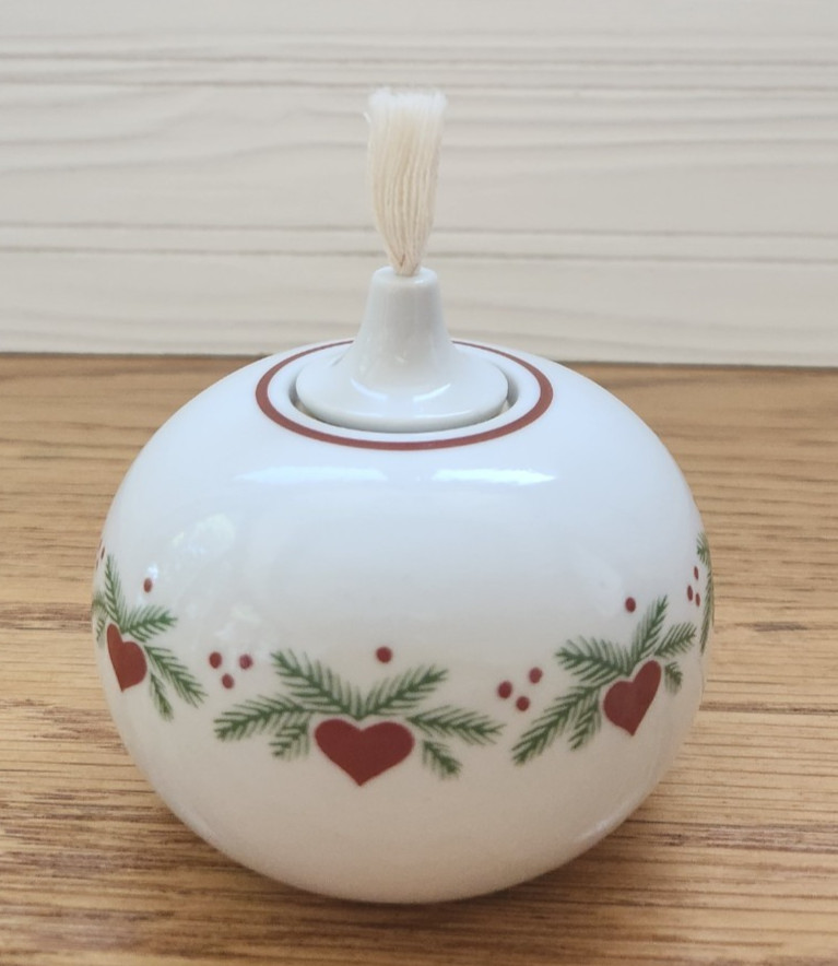 Porsgrund Hearts and Pines Table Oil Lamp 'Rare'