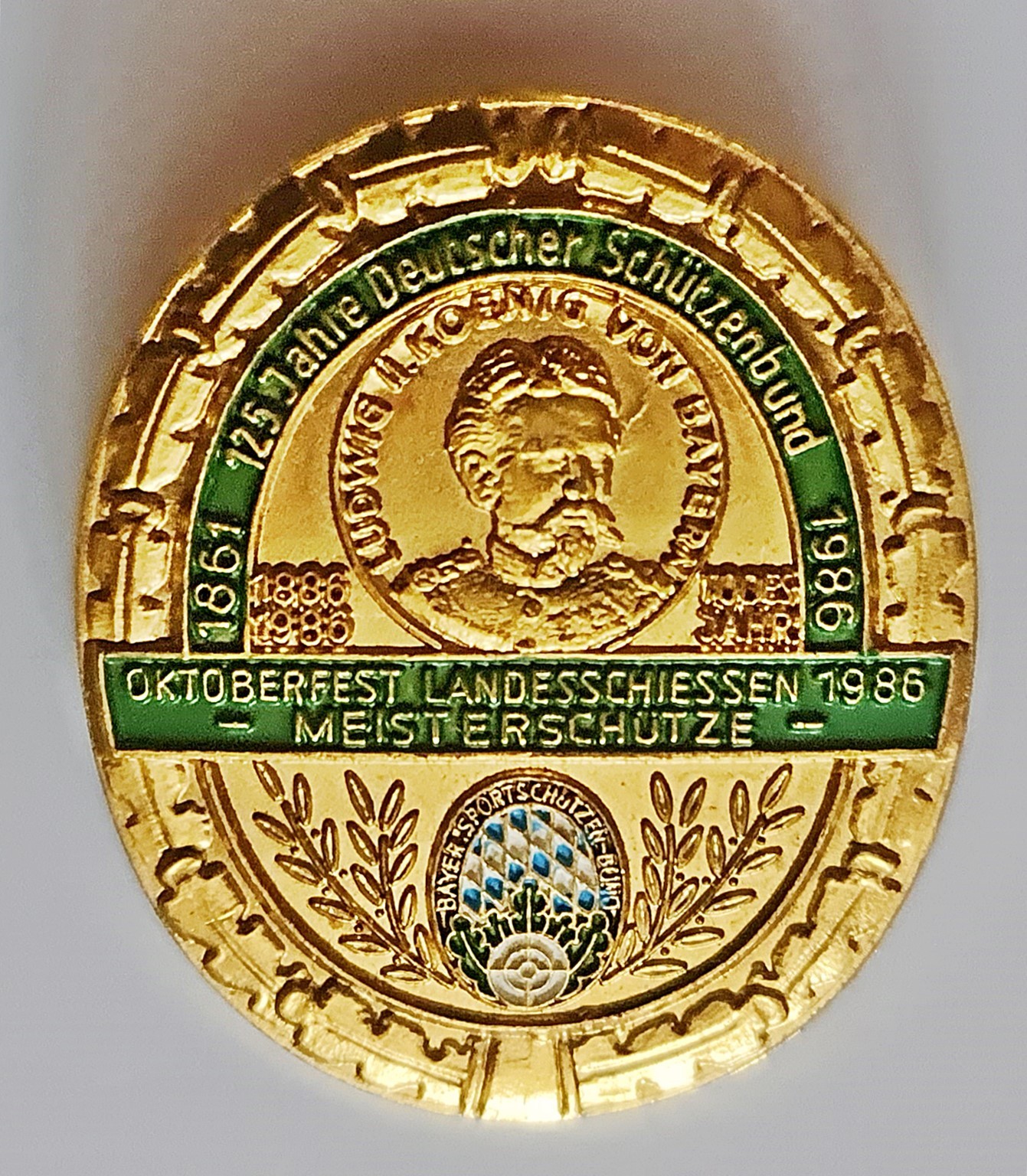 GOLD OKTOBERFEST MEISTERSCHUTZE MEDAL KING LUDWIG II GERMAN SHOOTING FEDERATION