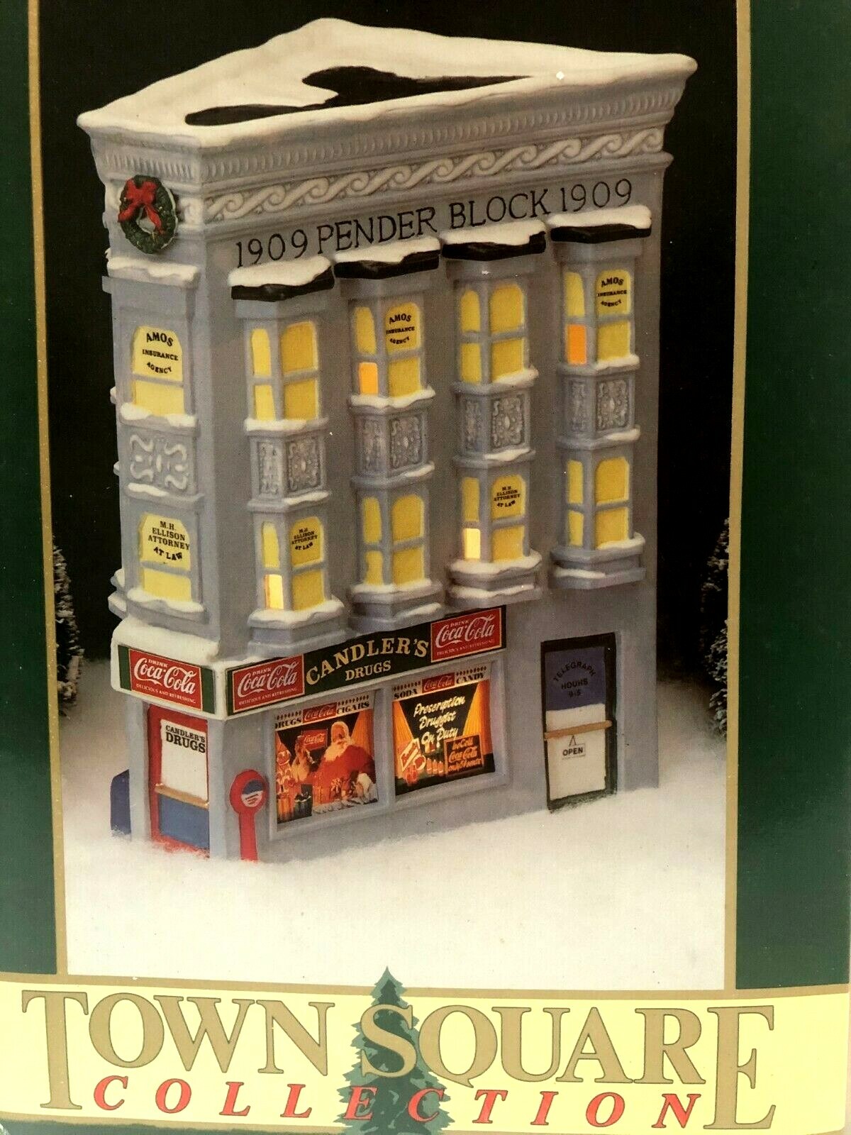 Vintage Coca-Cola Chandler's Drugs 1992 Town Square Collection NIB Lighted Vintage Coca-Cola Chandler's Drugs 1992 Town Square Collection NIB Lighted