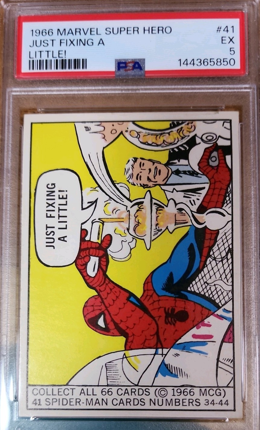 🐲1966 Donruss Marvel Super Heroes #41 Spider-Man PSA 5 Rookie Year Comic Cards 🐲1966 Donruss Marvel Super Heroes #41 Spider-Man PSA 5 Rookie Year Comic Cards
