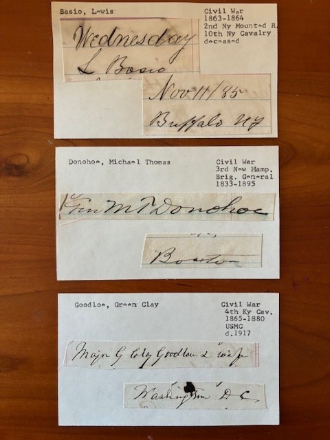 Civil War Autographs-7 soldiers, Politicians, Author, etc. from 1883-1907