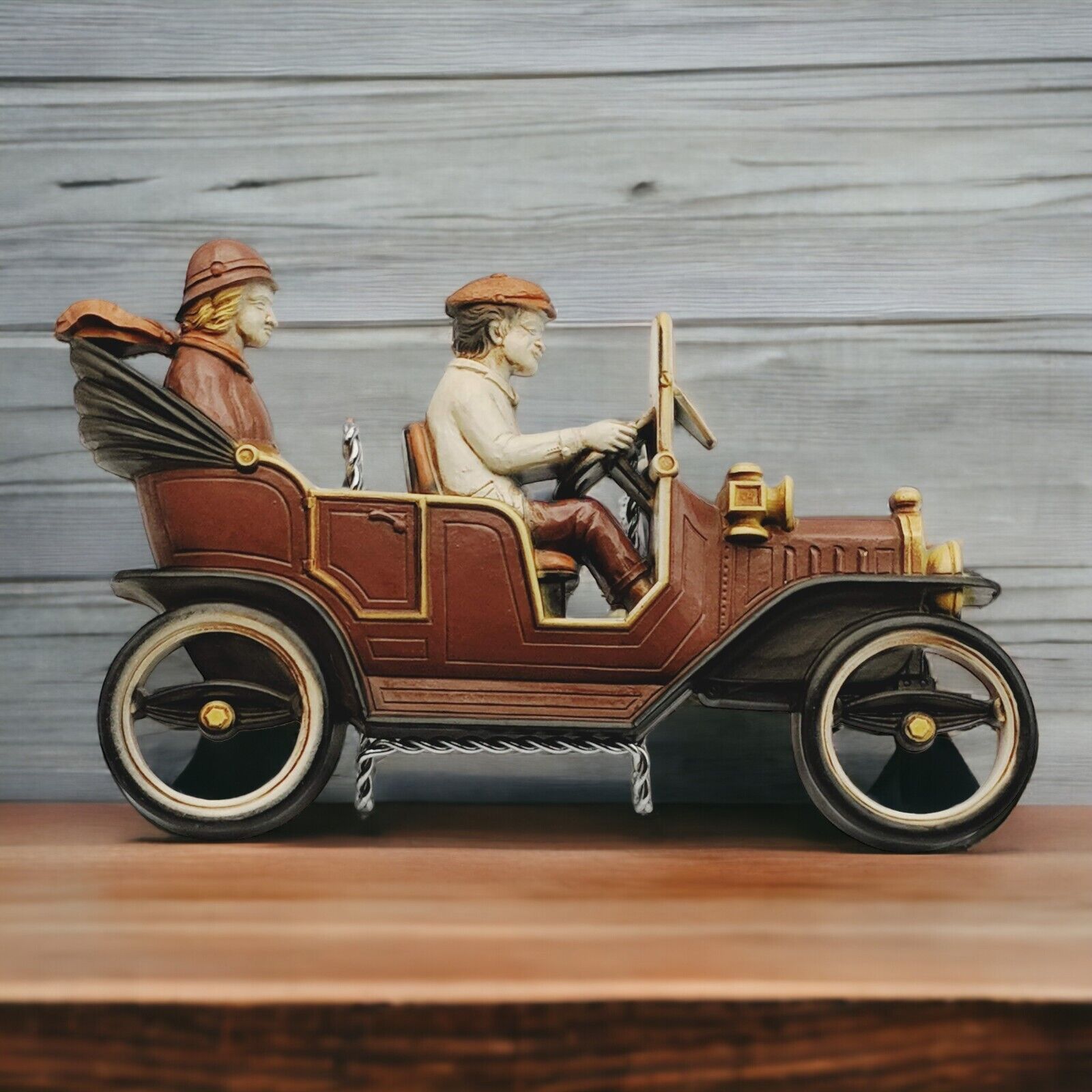 Vtg HOMCO Brown 3D Old Classic Model T Car #7359 Plastic Wall Plaque USA 1975