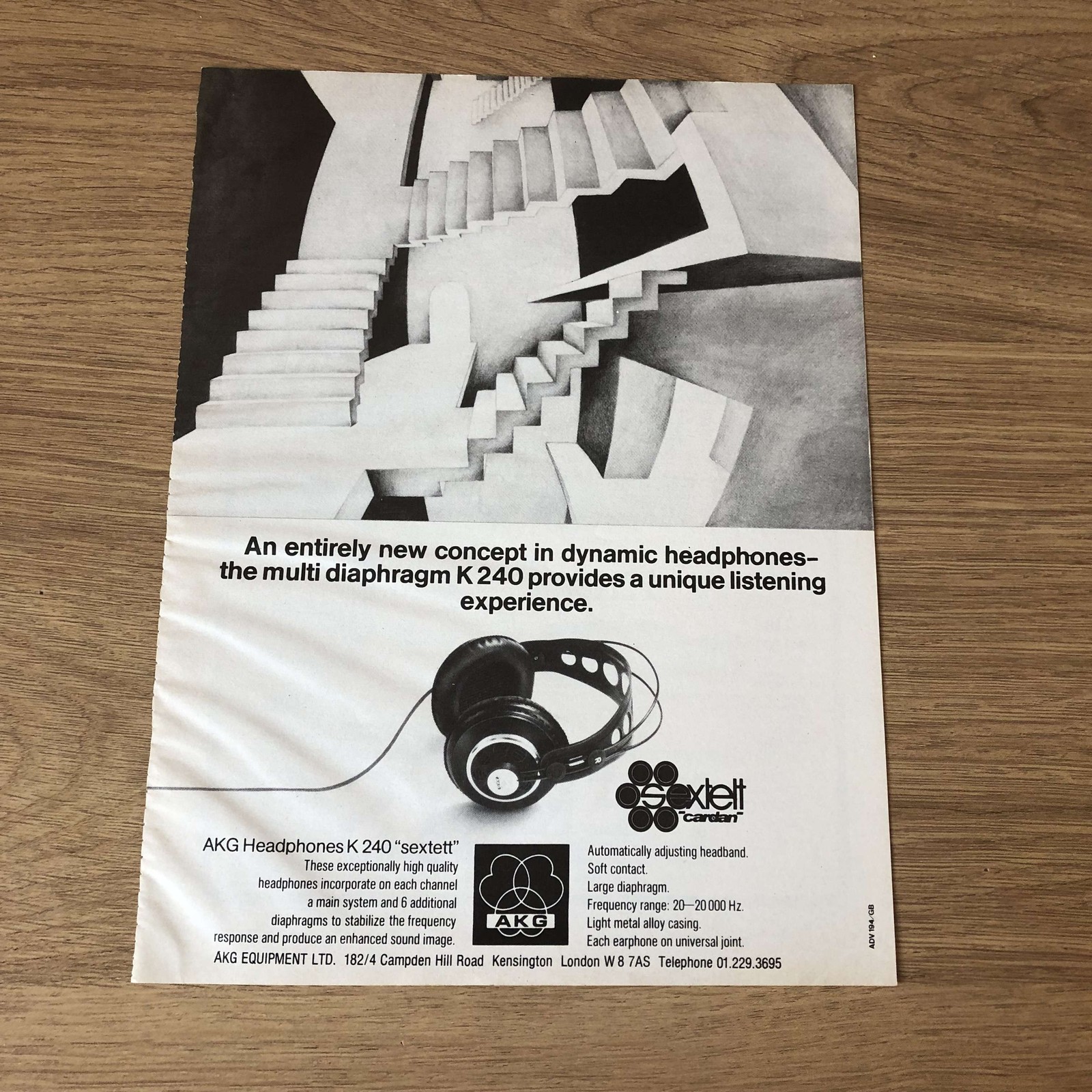 GRAM154 MAGAZINE ADVERT 11X8 AKG HEADPHONES K240 SEXTETT