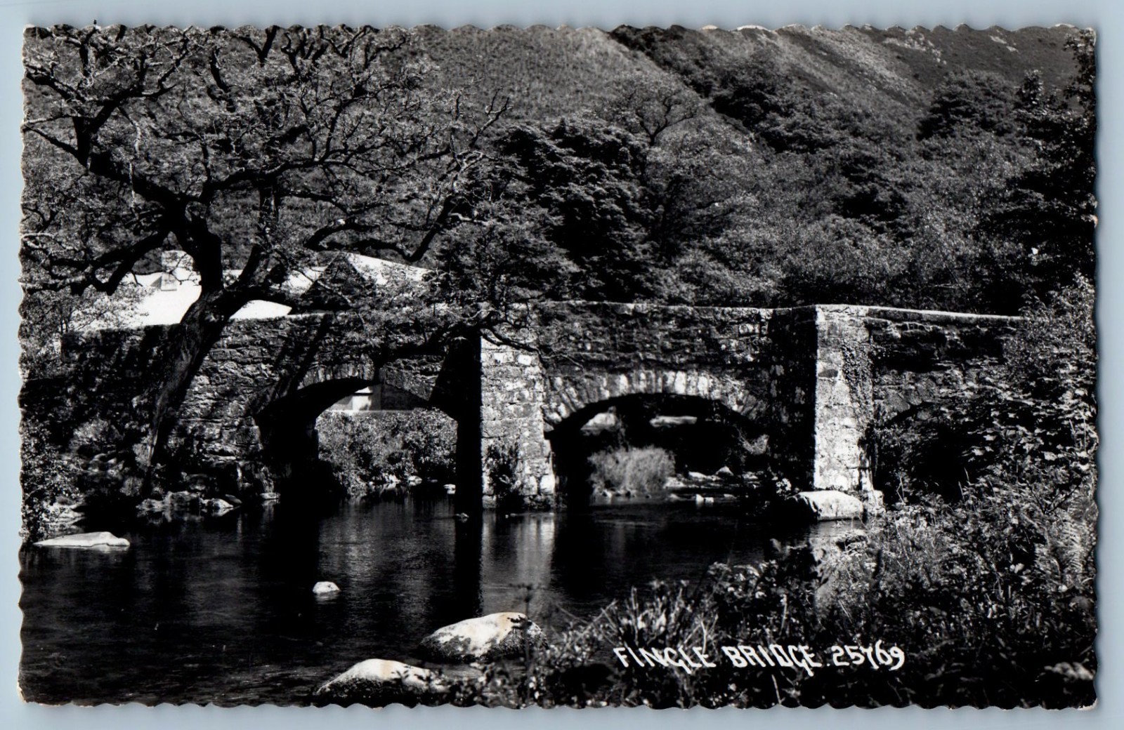 Dartmoor Devon England Postcard Fingle Bridge c1950\'s Vintage RPPC Photo