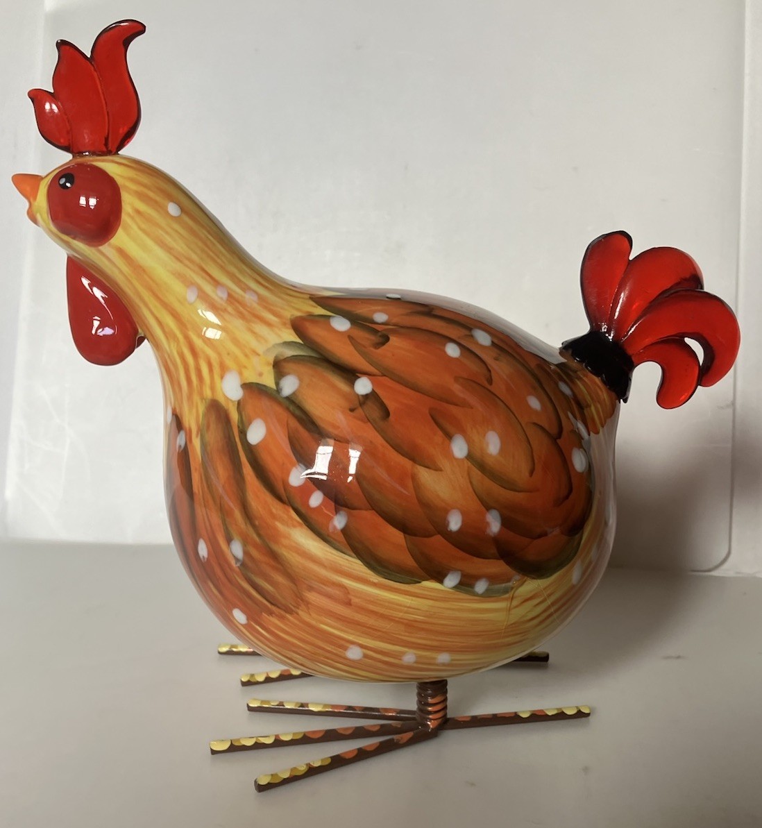 Rocking Roosters Figurines Vintage Hand Painted Glazed Ceramic 7.5 Inches