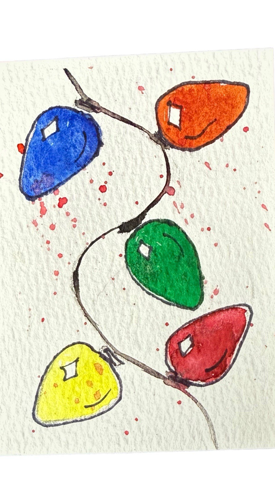 ACEO  #02 Christmas Tree Lights, String Lights, 3.5x2.5 inches