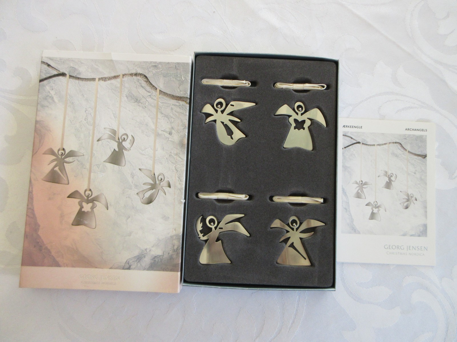 Vintage GEORG JENSEN CHRISTMAS NORDICA SERIES 2 4 ARCHANGELS ORIGINAL BOX #08319