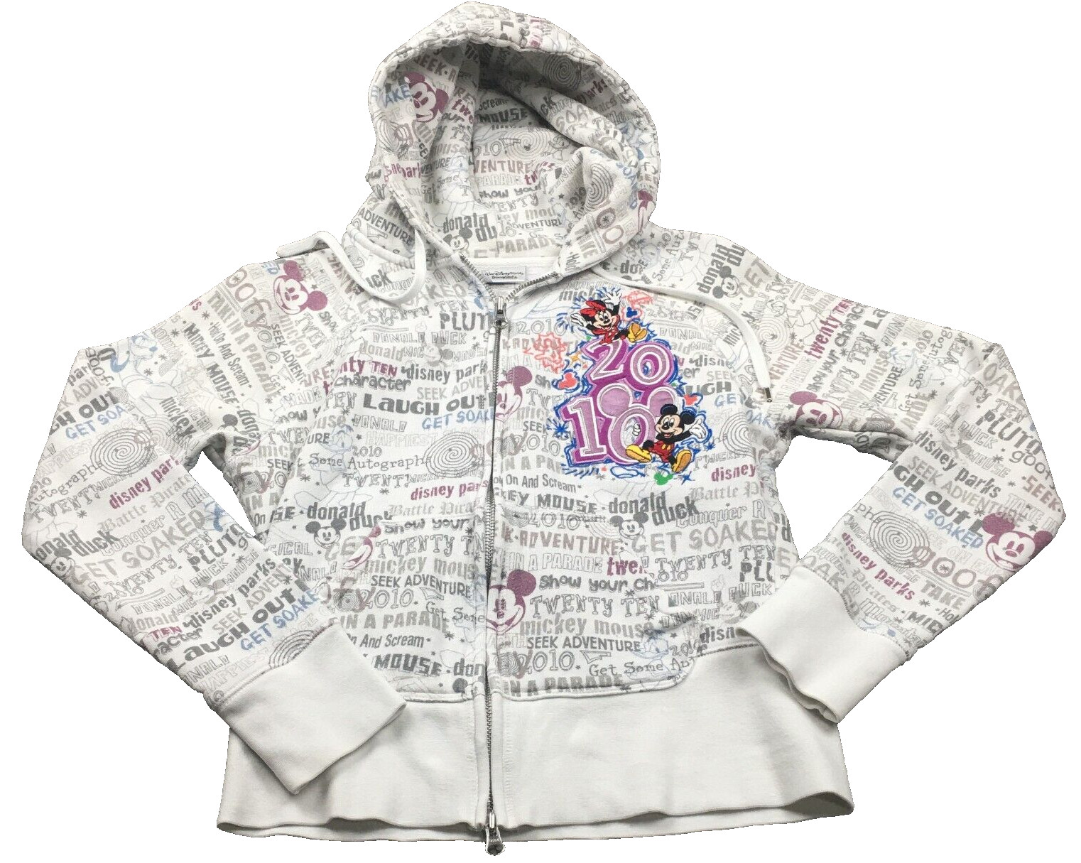 Walt Disney World Disneyland 2010 Womens Hoodie Jacket Sz S Full Zip Mickey