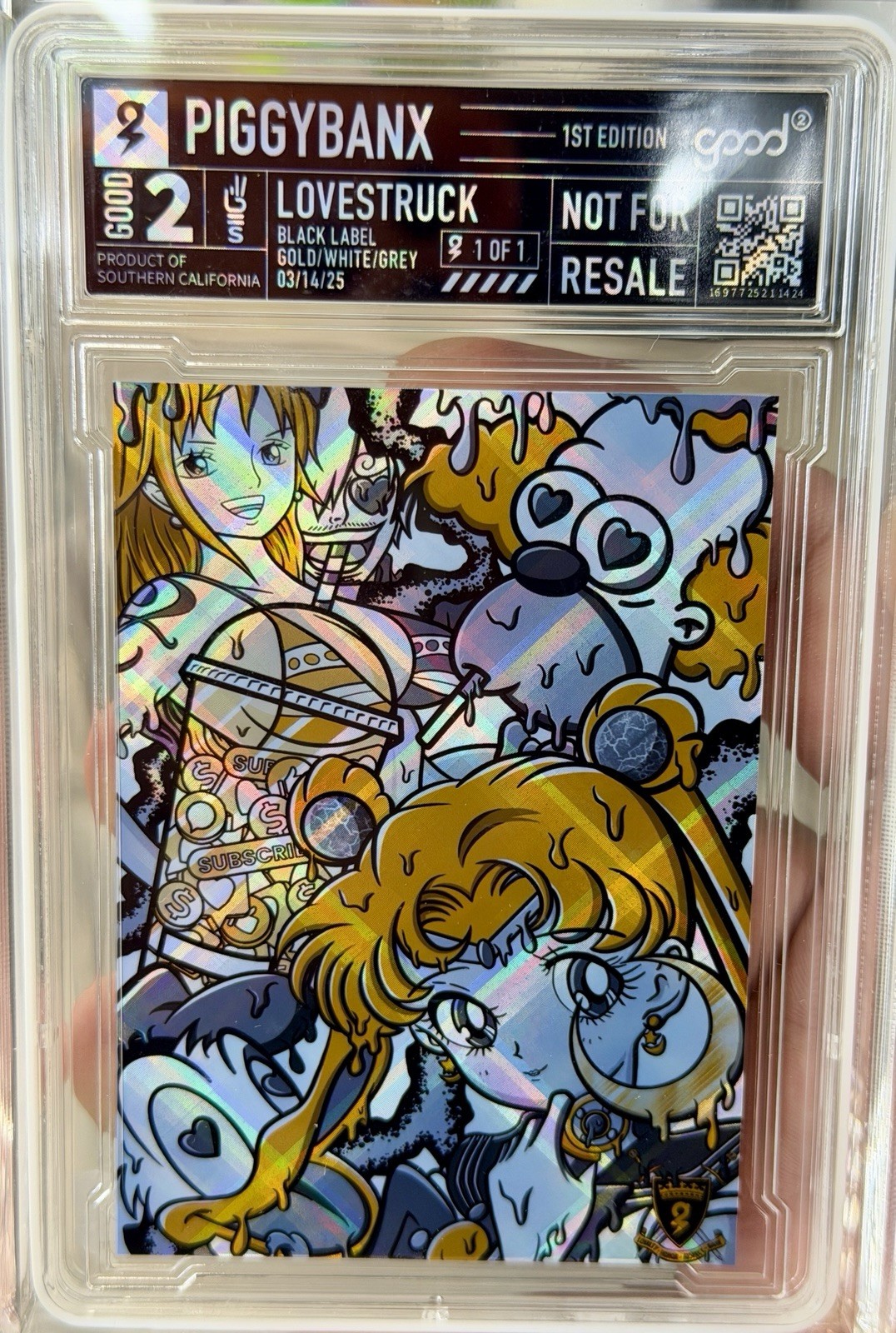 Piggybanx Piggy Banx LOVESTRUCK 1/1 Radiant Black Label Donald Duck Nami Krusty Piggybanx Piggy Banx LOVESTRUCK 1/1 Radiant Black Label Donald Duck Nami Krusty