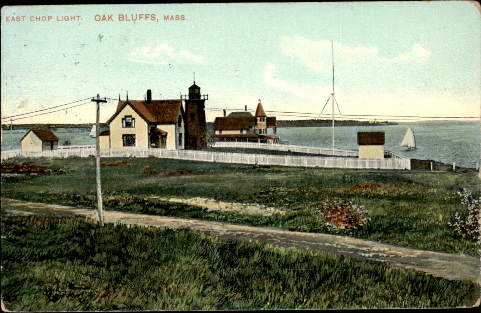 Oak Bluffs MA East Chop Light Thomson & Thomson c1911 Vintage Postcard Oak Bluffs MA East Chop Light Thomson & Thomson c1911 Vintage Postcard