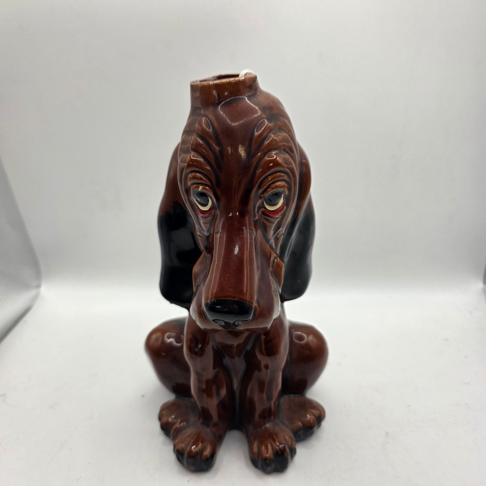 Vintage Enesco Japan Sad Eye Basset Hound Dog Ceramic Vase Planter Brown Kitsch Vintage Enesco Japan Sad Eye Basset Hound Dog Ceramic Vase Planter Brown Kitsch