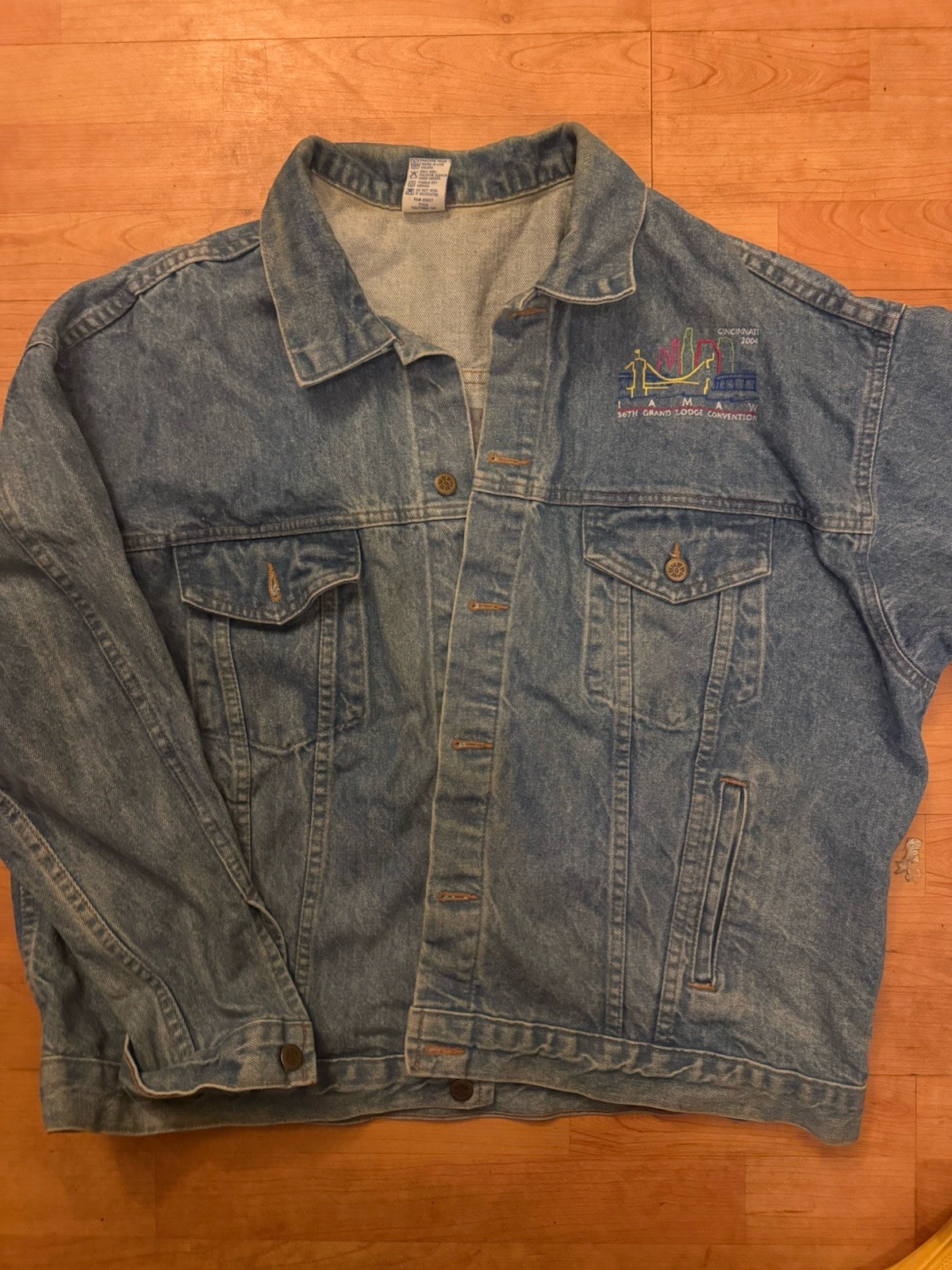 International Association Of Machinists And Aerospace Workers Denim Jacket SZ XL International Association Of Machinists And Aerospace Workers Denim Jacket SZ XL