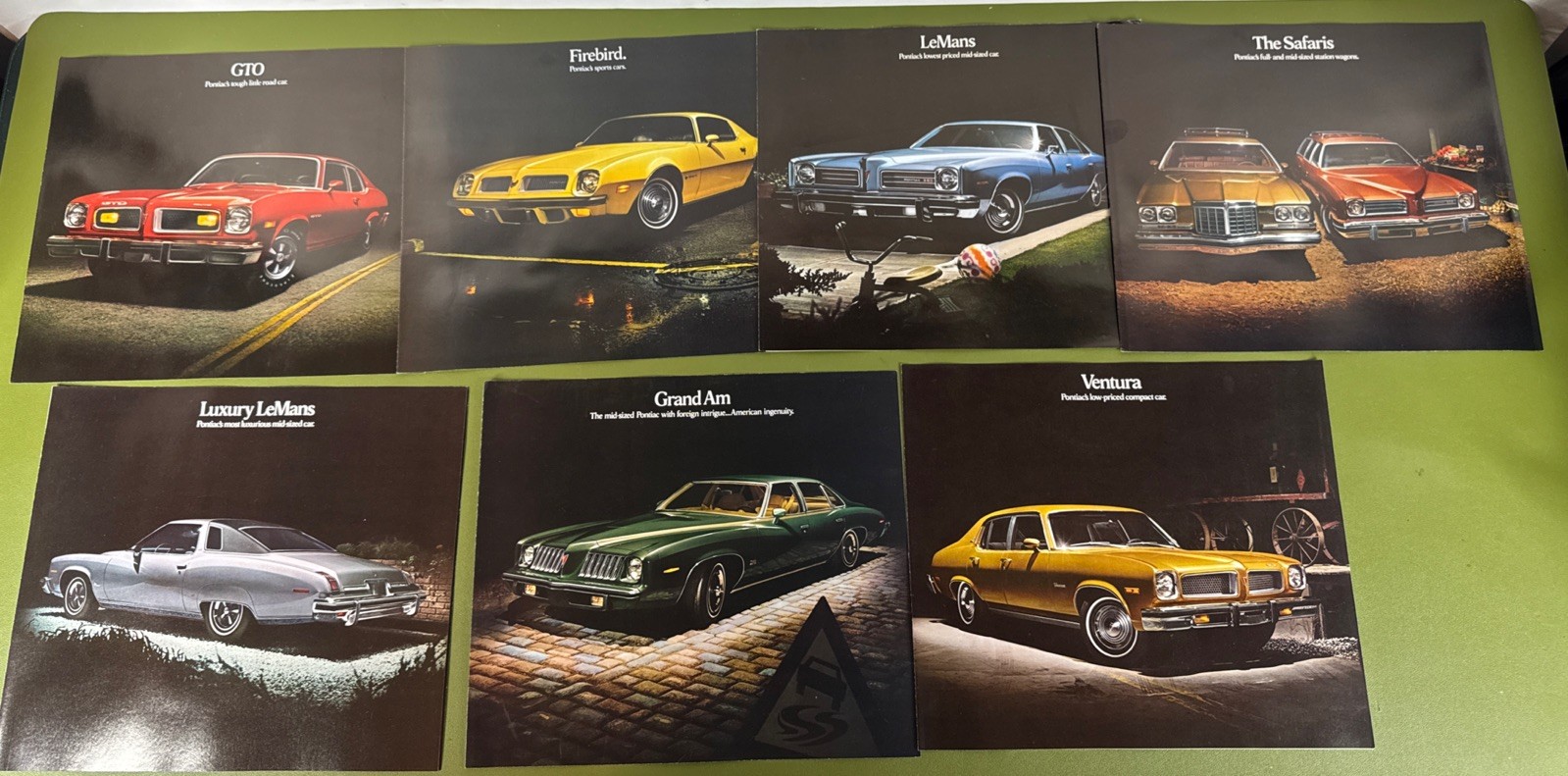 lot of 42,  1974 Pontiac Sales Brochures GTO Firebird Grand AM Prix  Ventura ++