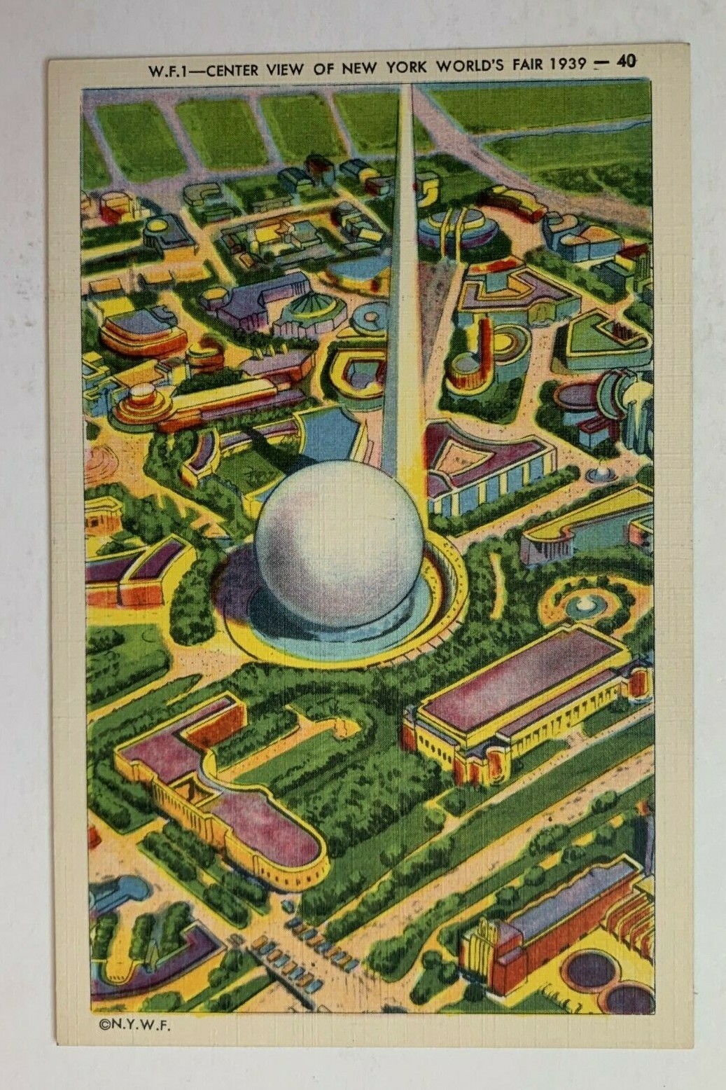 1939 NY Postcard New York World's Fair Center View aerial bird's eye vintage