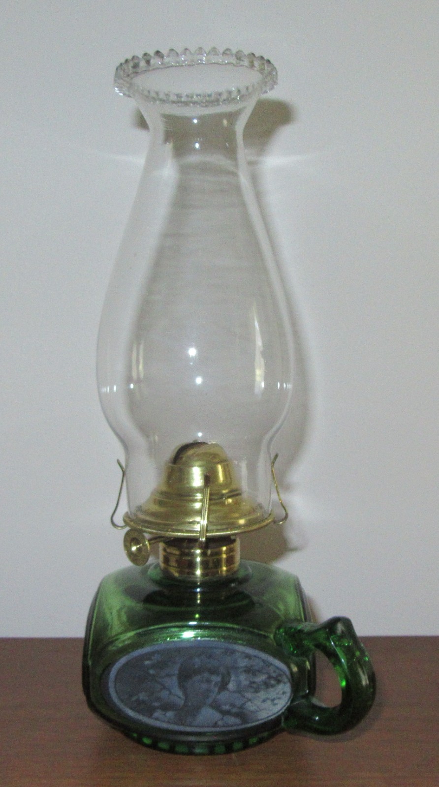 Antique Four Seasons Flat Bottom Finger Lamp, c. 1890's - Pie Crust Shade