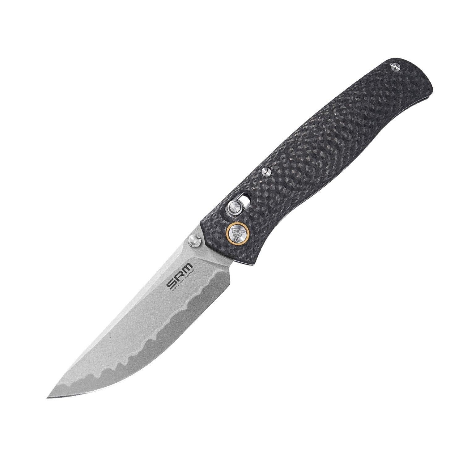 SRM 255L-CB2 Carbon Fiber Pocket Knife 140Cr Ambi Lock EDC Sanrenmu New