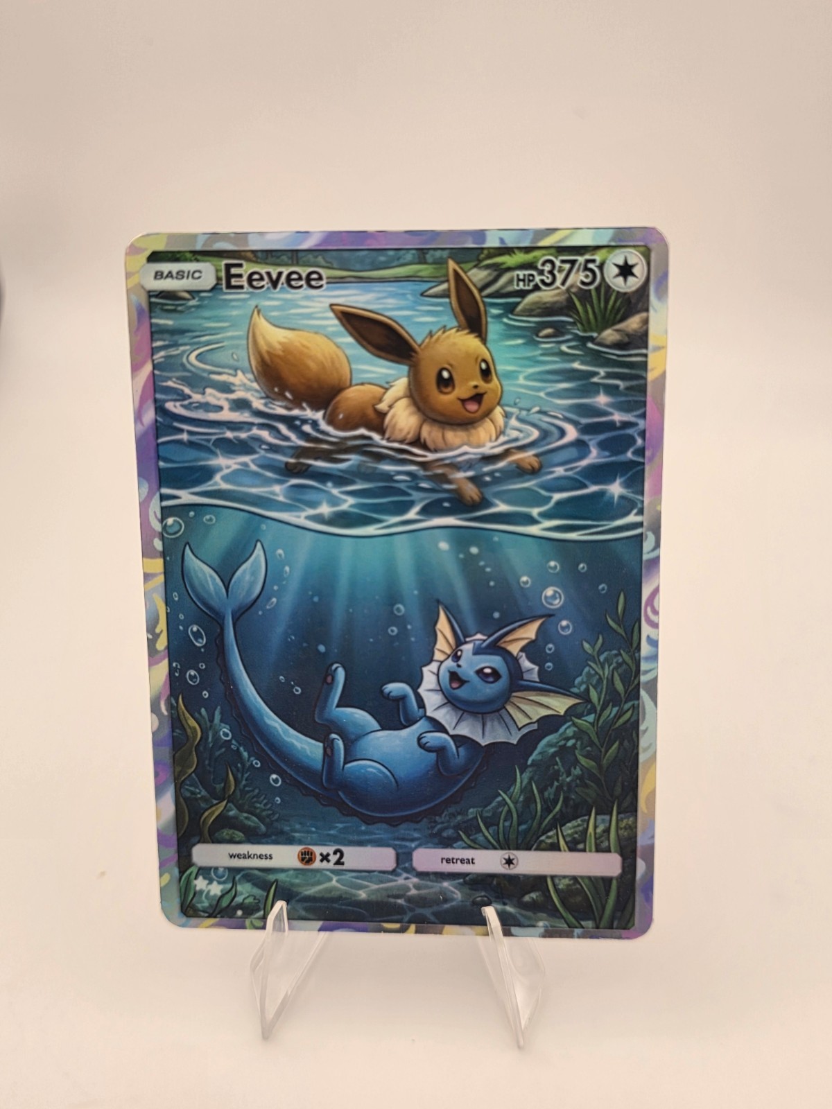 CUSTOM FAN ART Eevee Underwater Holo Card