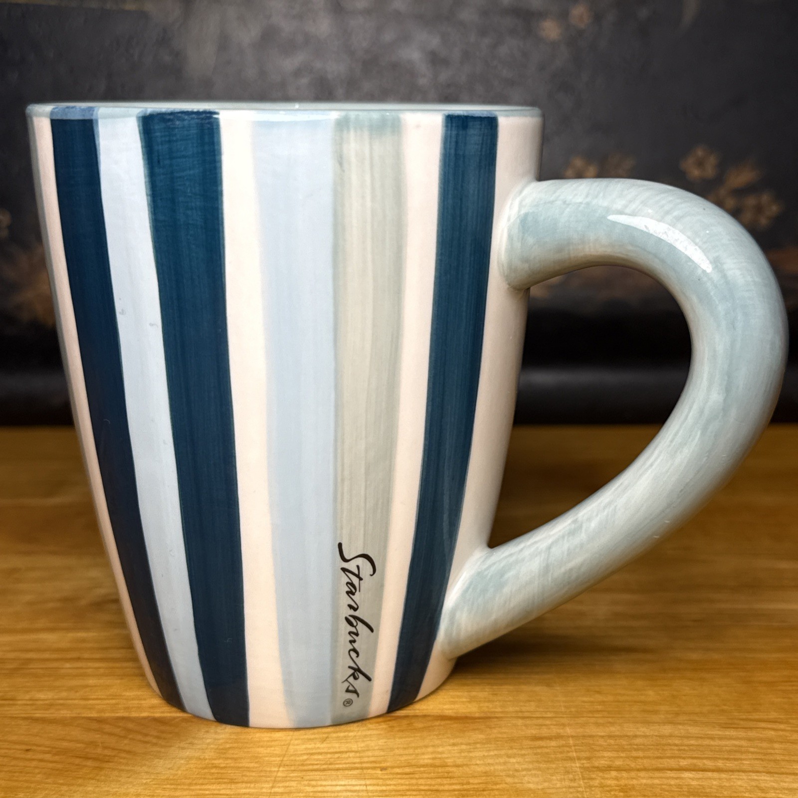 2002 Starbucks Barista Coffee Mug Cup Blue & Teal Stripes 2002 Starbucks Barista Coffee Mug Cup Blue & Teal Stripes