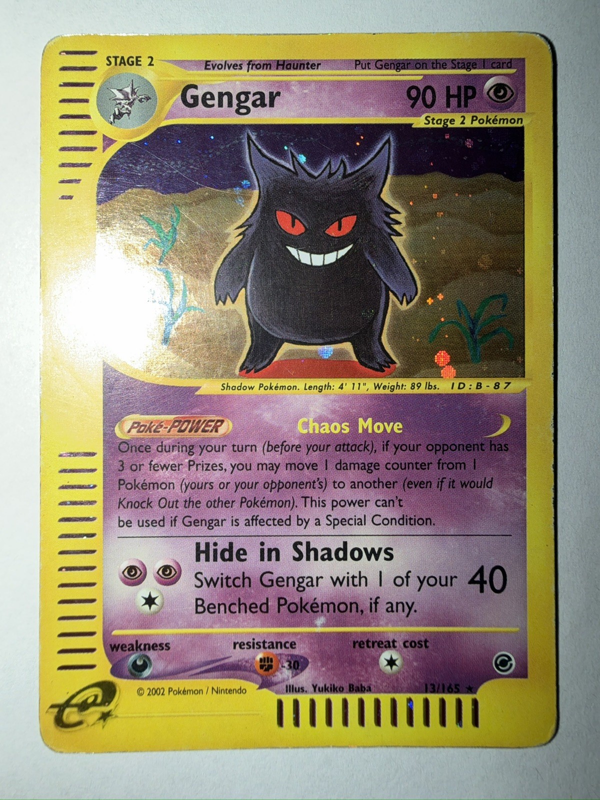 Pokemon Gengar Holo 13/165 Expedition E-series 2002 Vintage Rare English Card
