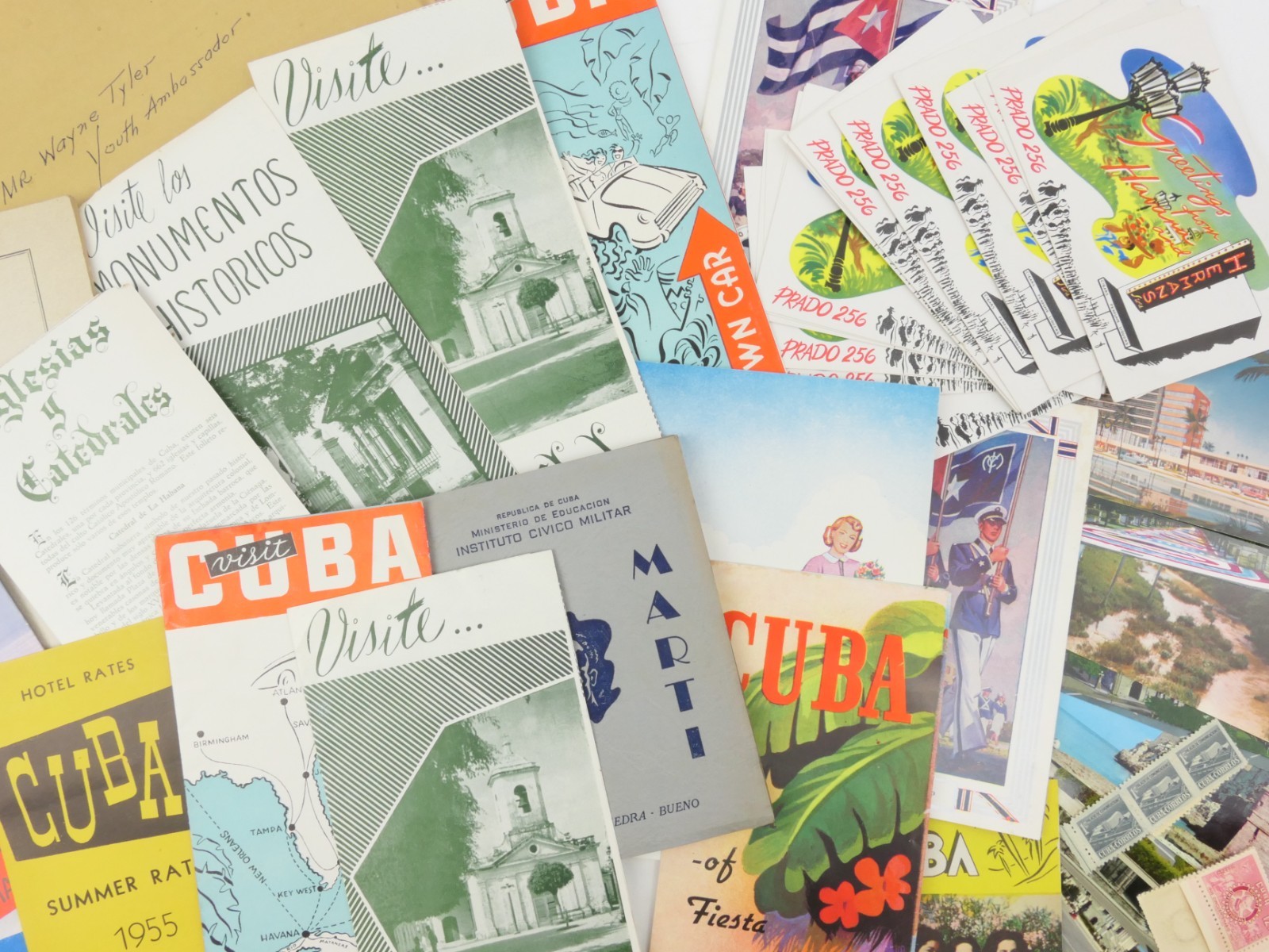 Lot of Vintage 1950s CUBAN Travel Ephemera; Brochures Postcards Books Ect