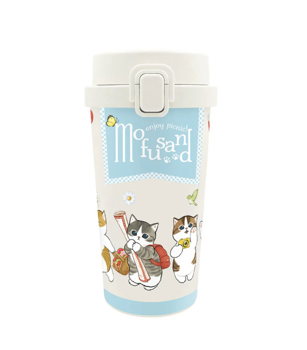 mofusand Stainless Steel One-Push Tumbler 370ml (All aboard) Japan NEW