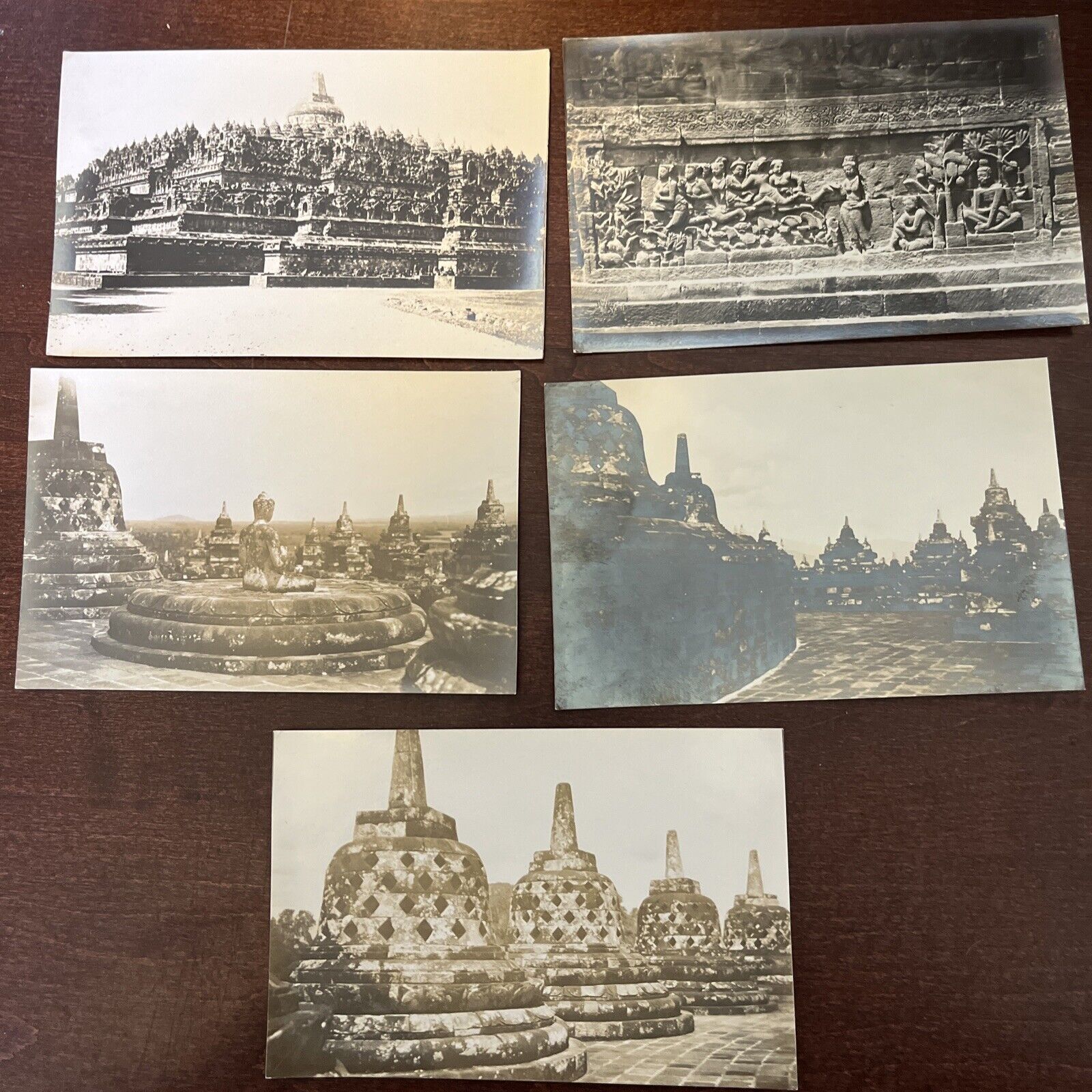 Vintage B&W Borobudur Indonesia Postcards 