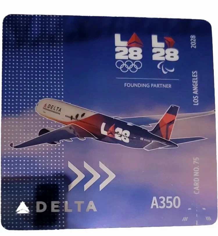 Delta Air Lines Trading Card #75 A350 LA 2028 Olympics - RARE Delta Air Lines Trading Card #75 A350 LA 2028 Olympics - RARE