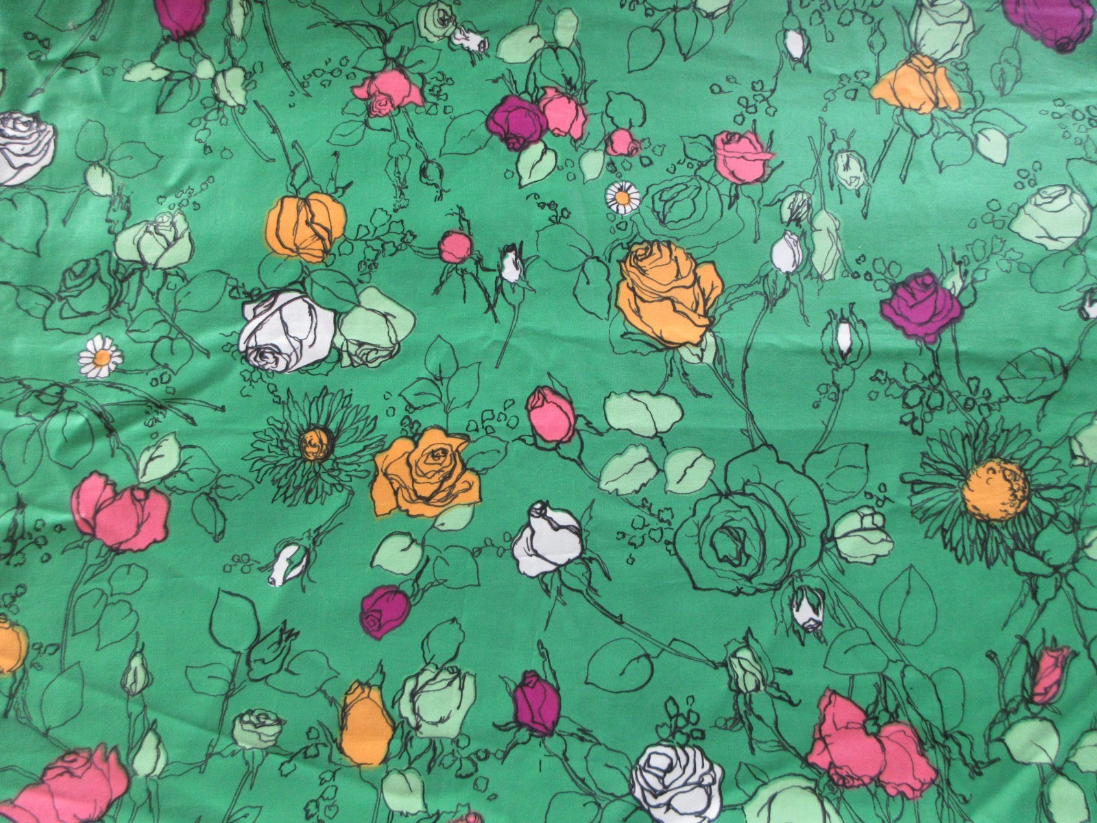 Vtg 50s Everfast Chintz Fabric Polished Cotton 3.5yd 44