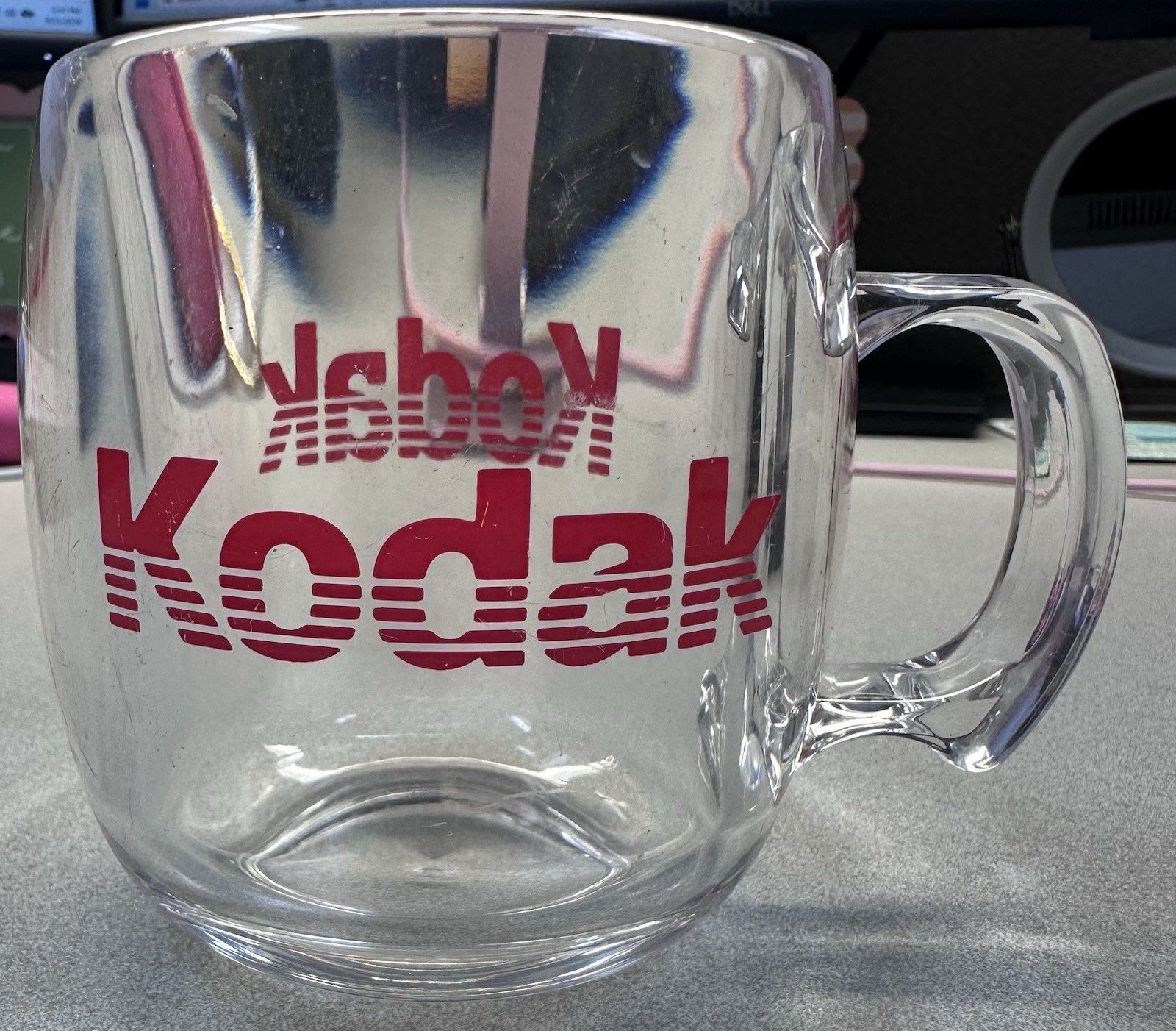 Vintage Kodak Logo Mug Cup Lucite Plastic 1970s Coffee Tea Advertising USA Made
