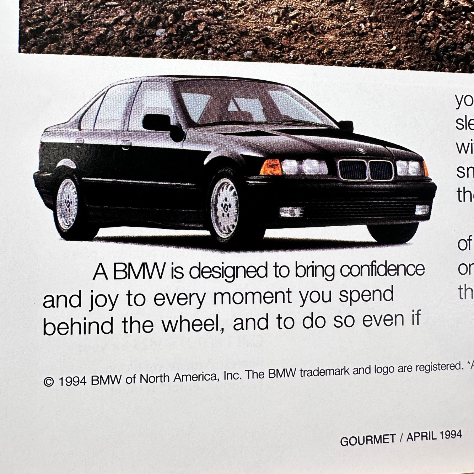 1994 BMW 3 Series E36 Black Sedan All Weather Vintage 2 Page Print Ad Advert Art