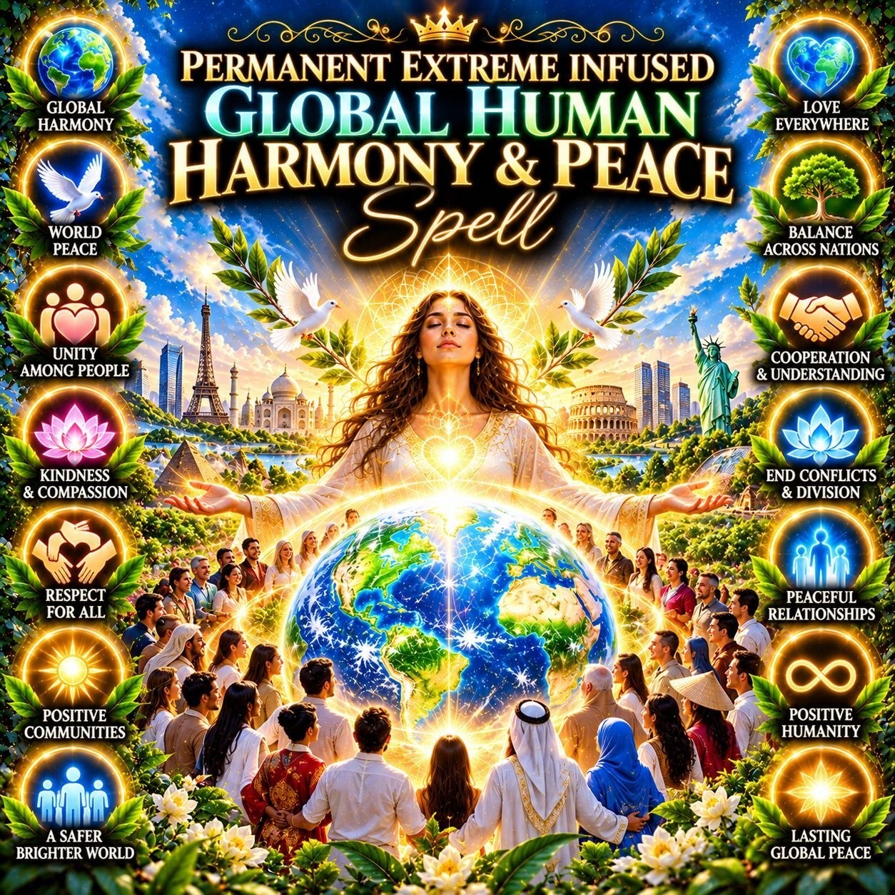 Permanent Extreme Infused Global Human Harmony & Peace Spell  Promote Respectful