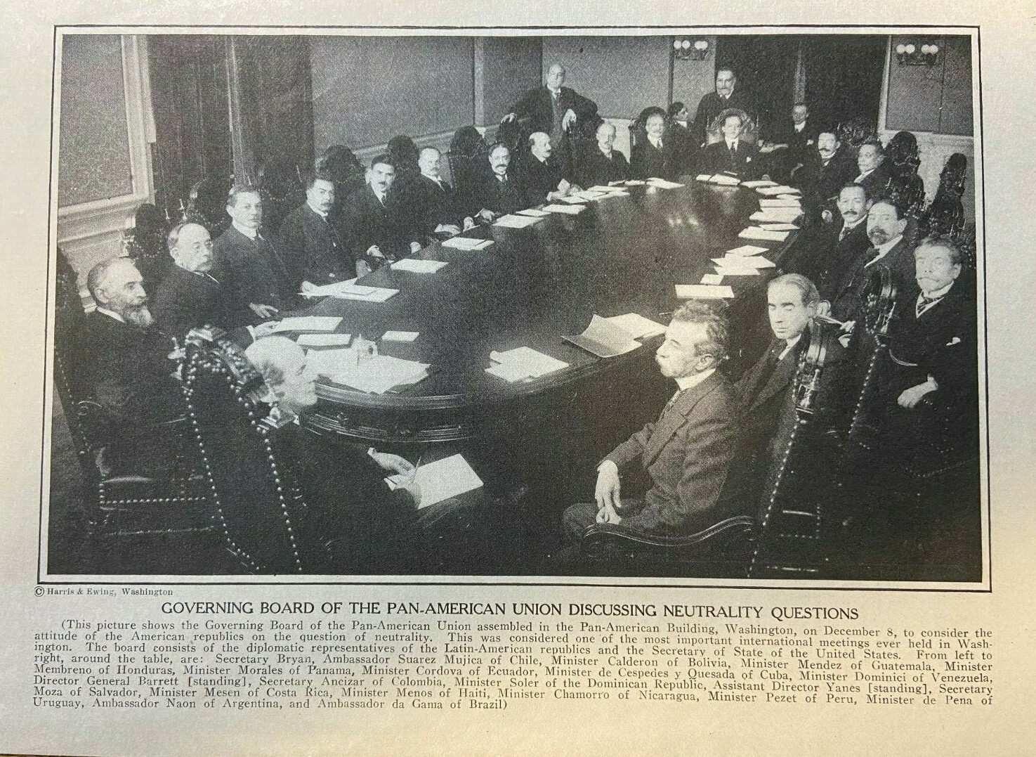 1915 Vintage Magazine Illustration Governing Board Pan-American Union 1915 Vintage Magazine Illustration Governing Board Pan-American Union