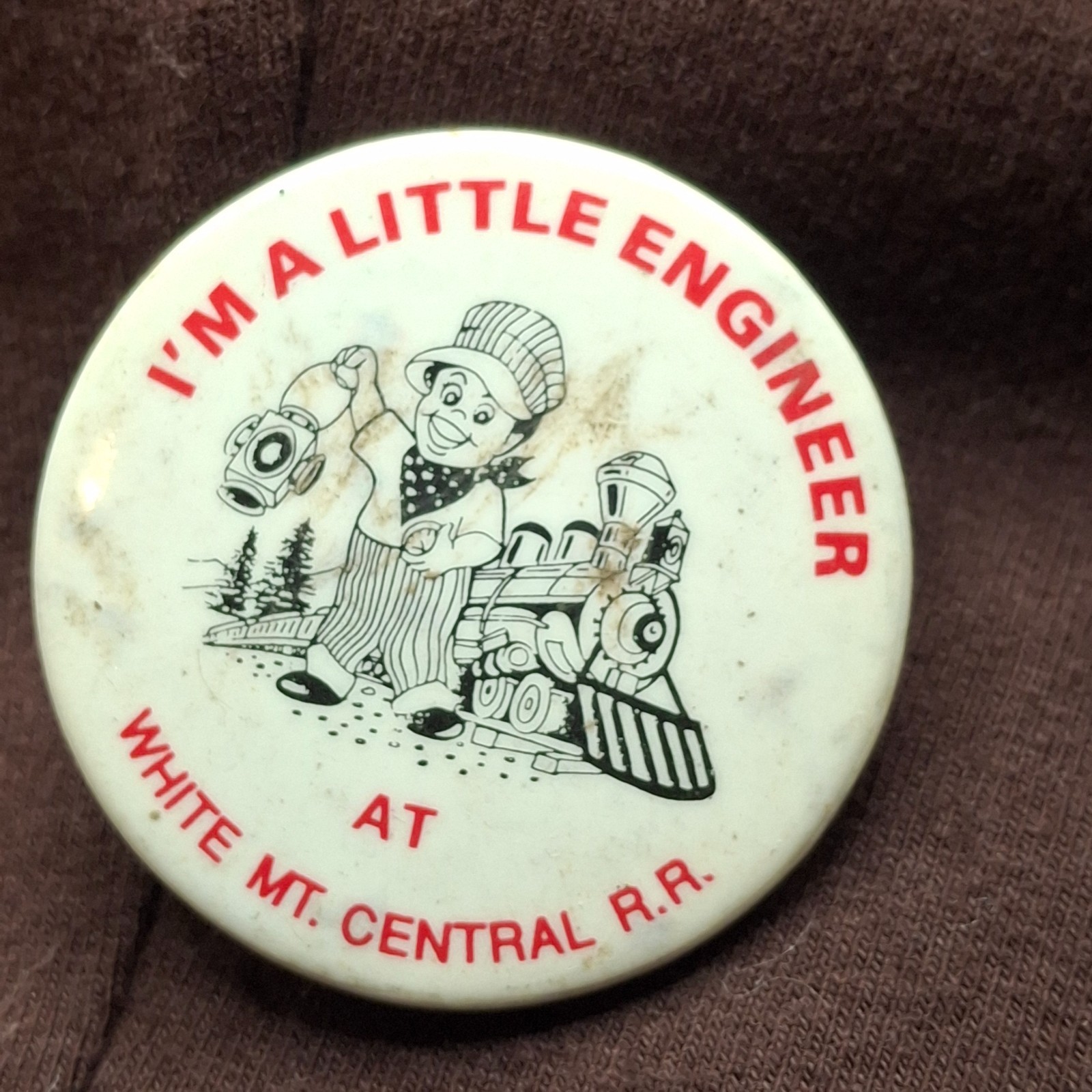 White Mountain Central RR Little Engineer Vintage Pinback