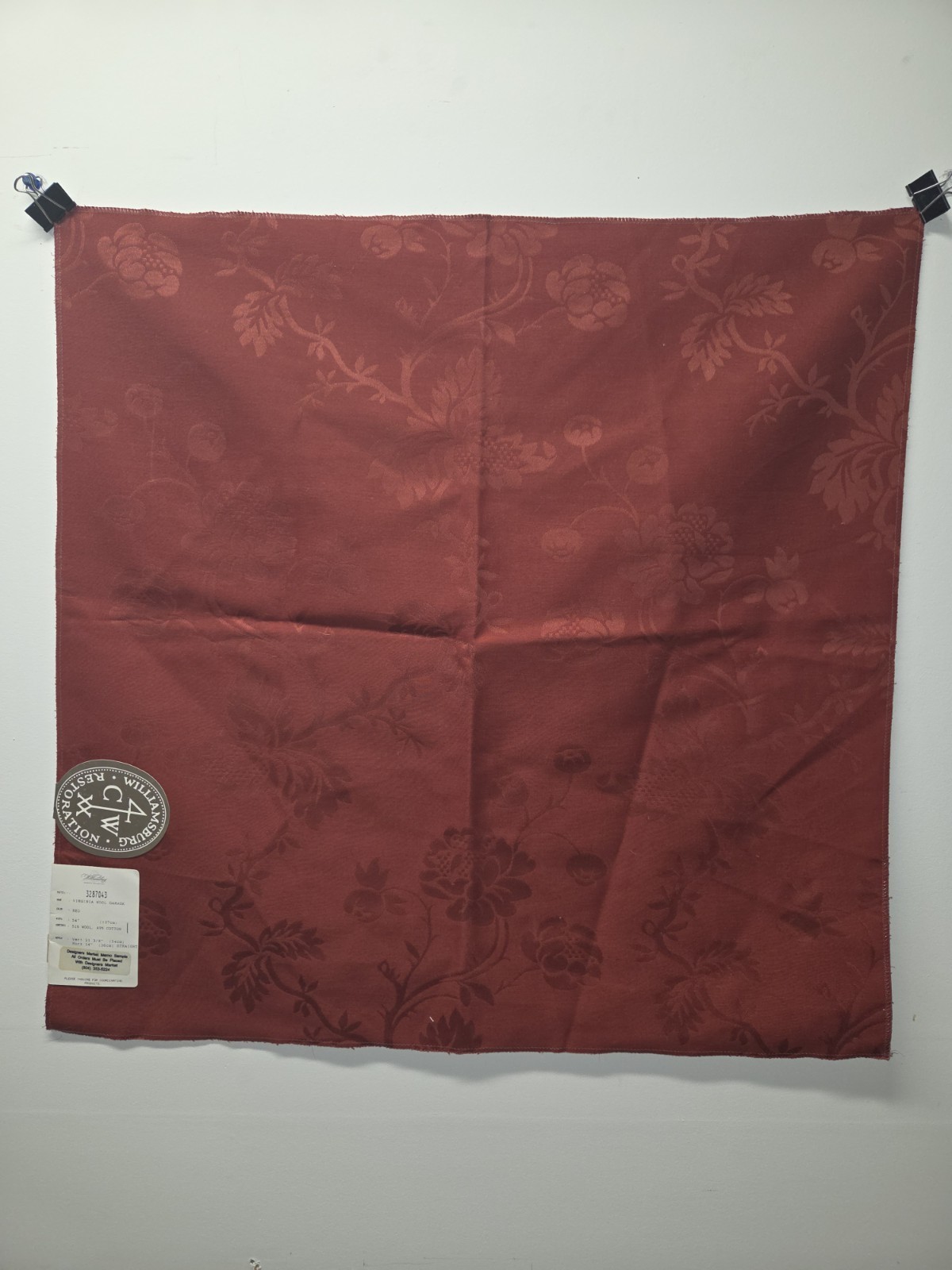 Williamsburg Reserve Collection-Virginia Wool Damask Fabric Sample-26\ Williamsburg Reserve Collection-Virginia Wool Damask Fabric Sample-26\