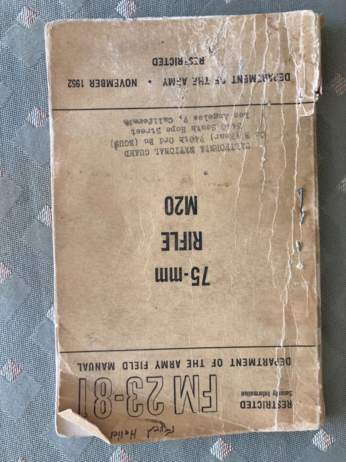 FM 23-81 75-mm M20 Nov 1952 FM 23-81 75-mm M20 Nov 1952