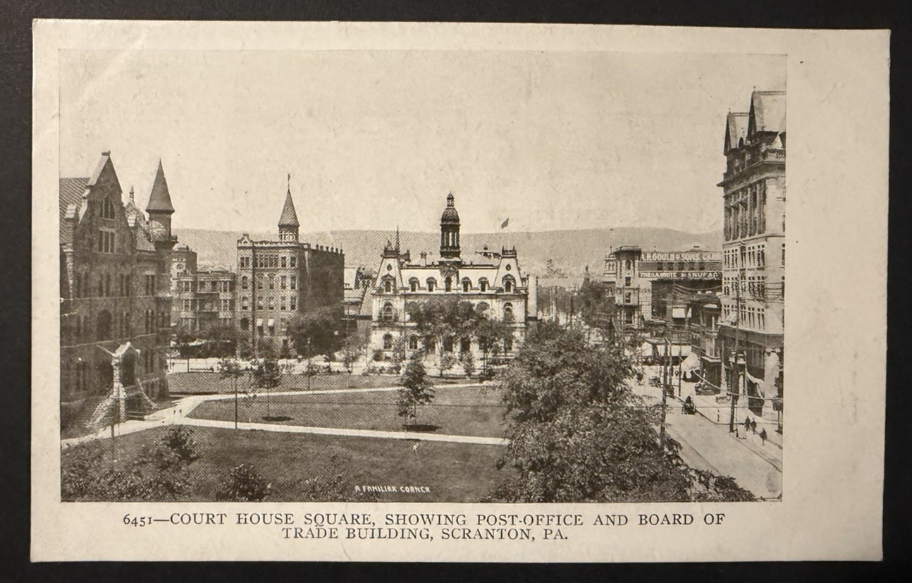 Court House Square Post Office Board of Trade Scranton Pa UB Postcard 1901-1907