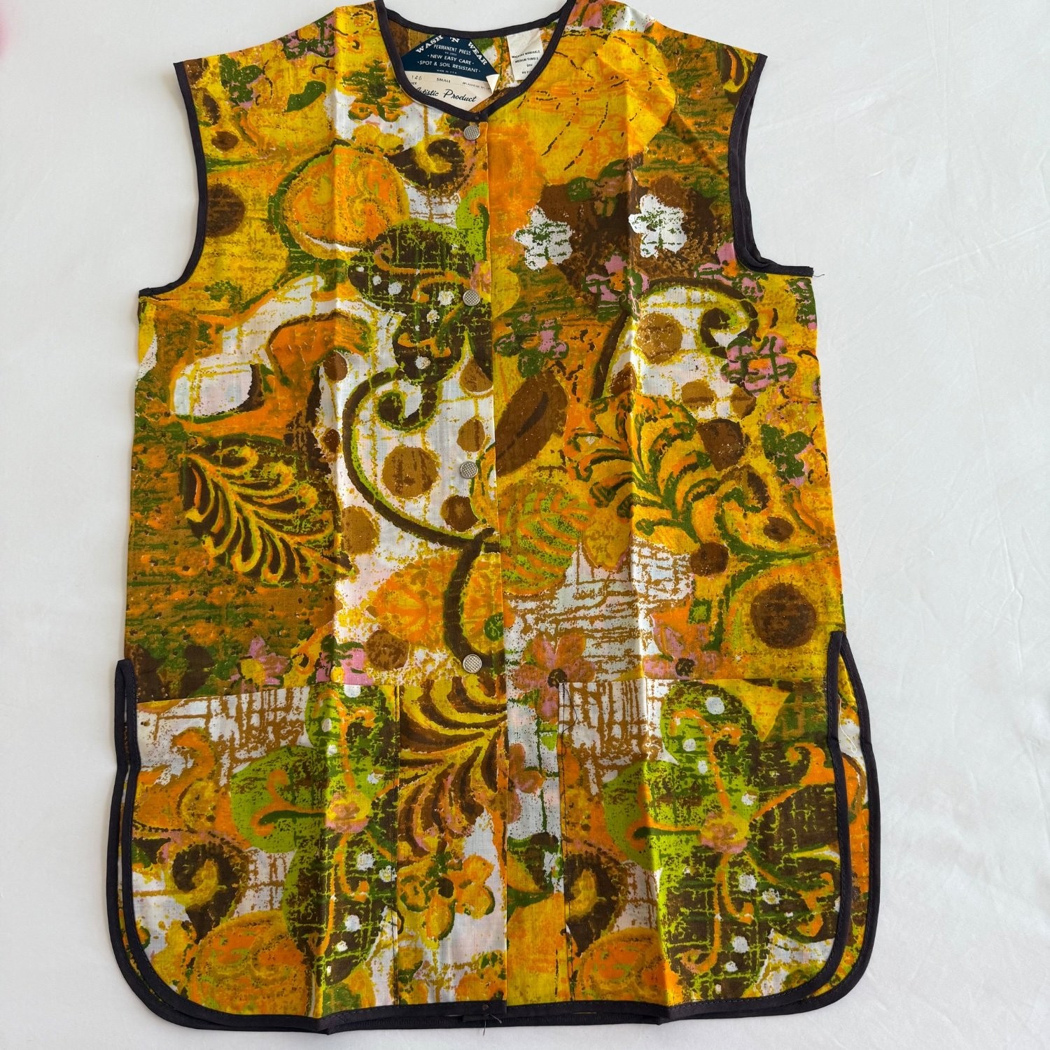 Vintage Kitchen Apron Vest Craft Smock Womens Small Groovy Flower Power NEW Vintage Kitchen Apron Vest Craft Smock Womens Small Groovy Flower Power NEW