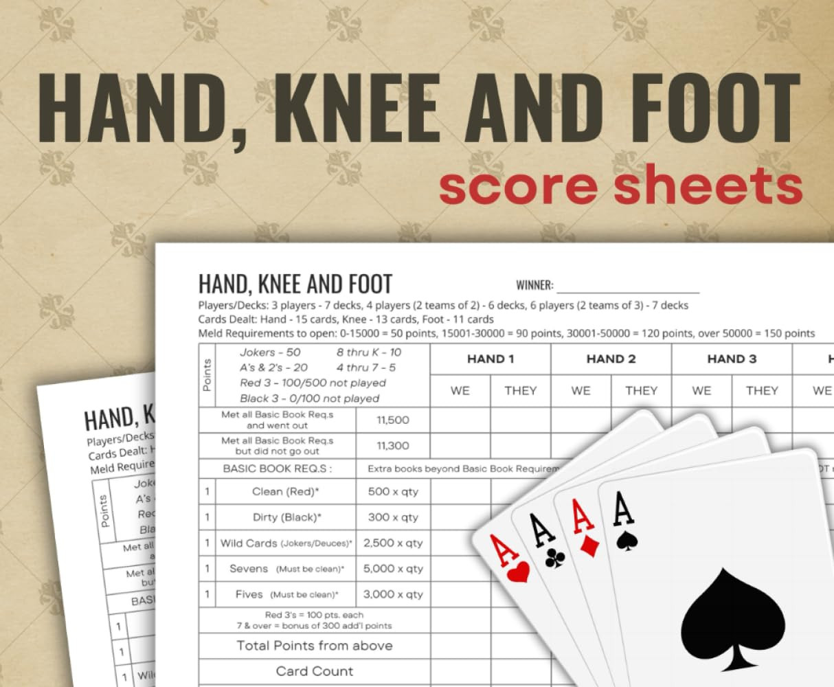 Hand Knee and Foot Score Sheets: 100+ Pages for Scorekeeping Hand Knee and Foot Score Sheets: 100+ Pages for Scorekeeping
