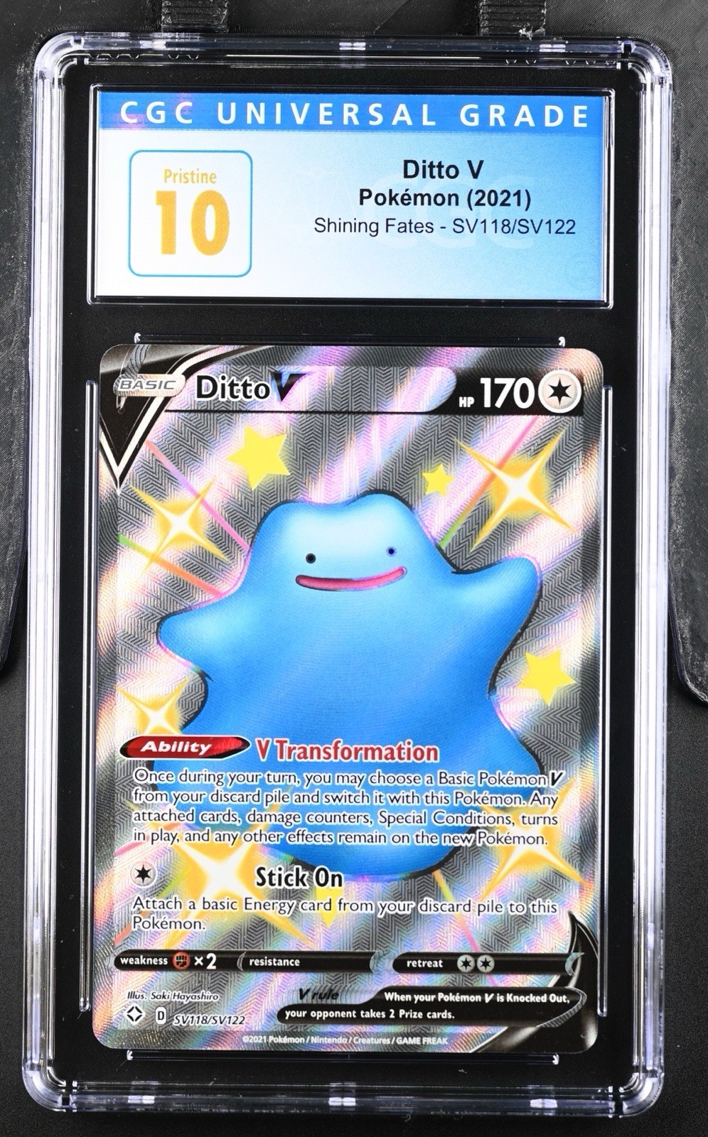 CGC 10 PRISTINE Ditto V SV118/SV122 Shining Fates 2021 Shiny Vault Holo Graded