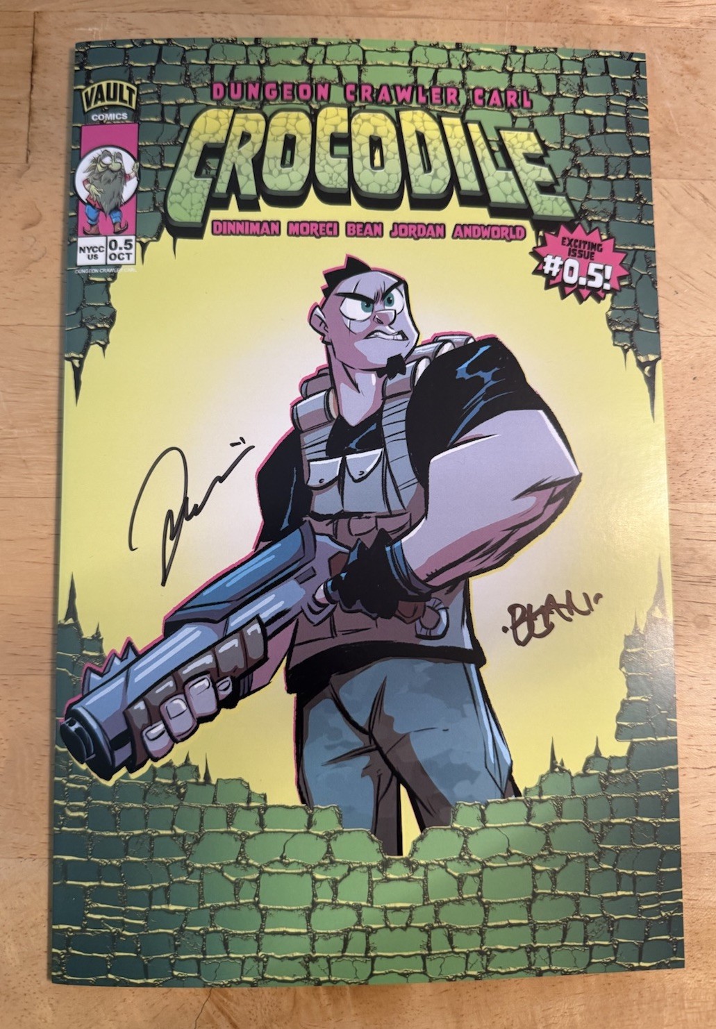 NYCC Dungeon Crawler Carl Crocodile .5 Matt Dinniman & Brett Bean signed