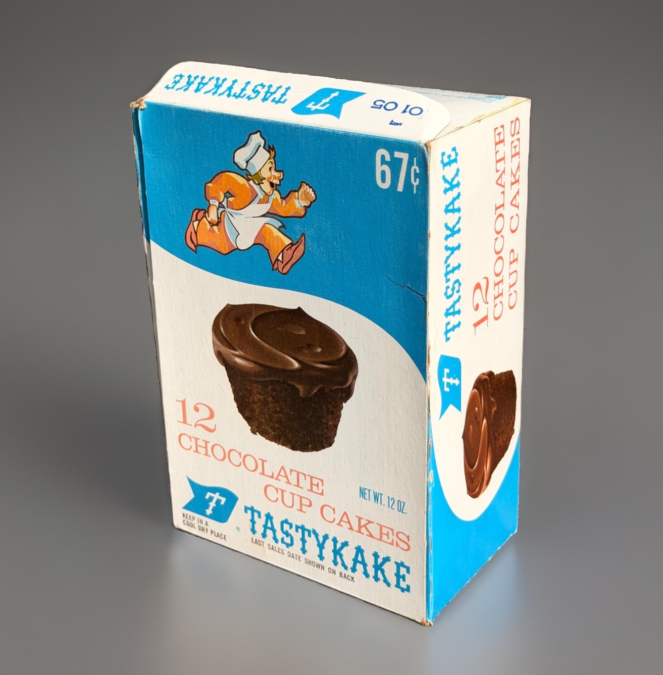 1970's Vintage 67¢ TASTYKAKE 12 CHOCOLATE CUPCAKES BOX w/ Treasure Hunt Game