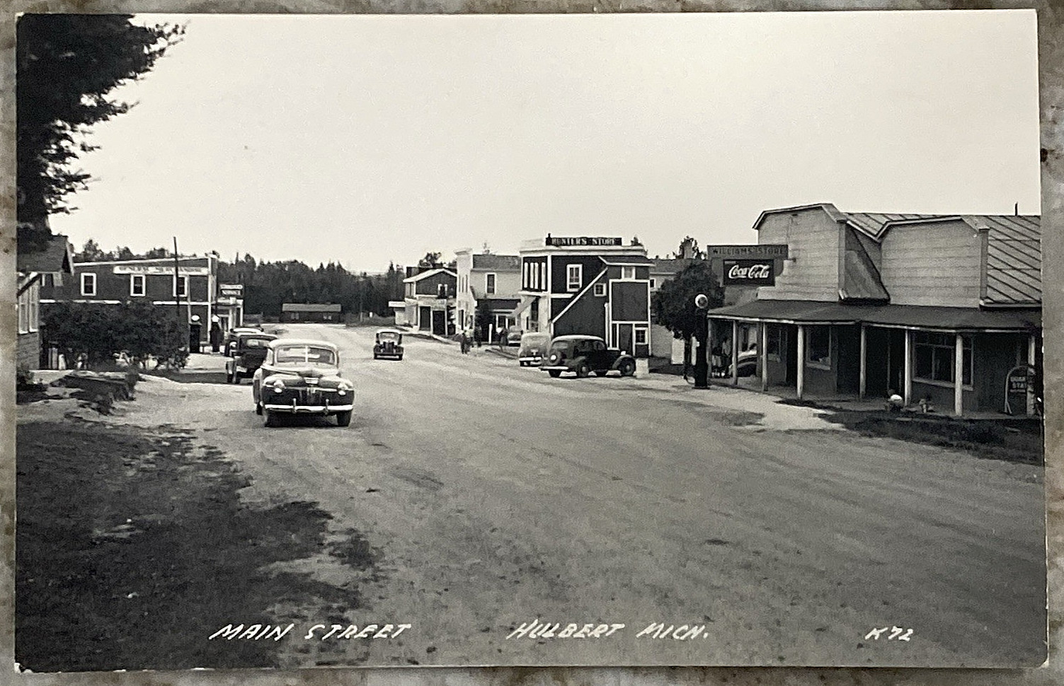Main Street Cars Coca Cola Sign Hulbert Michigan UP EKC RPPC Postcard B714 Main Street Cars Coca Cola Sign Hulbert Michigan UP EKC RPPC Postcard B714